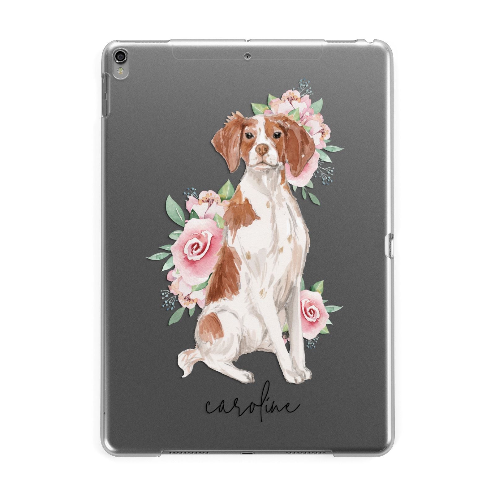 Personalised Brittany Dog Apple iPad Grey Case