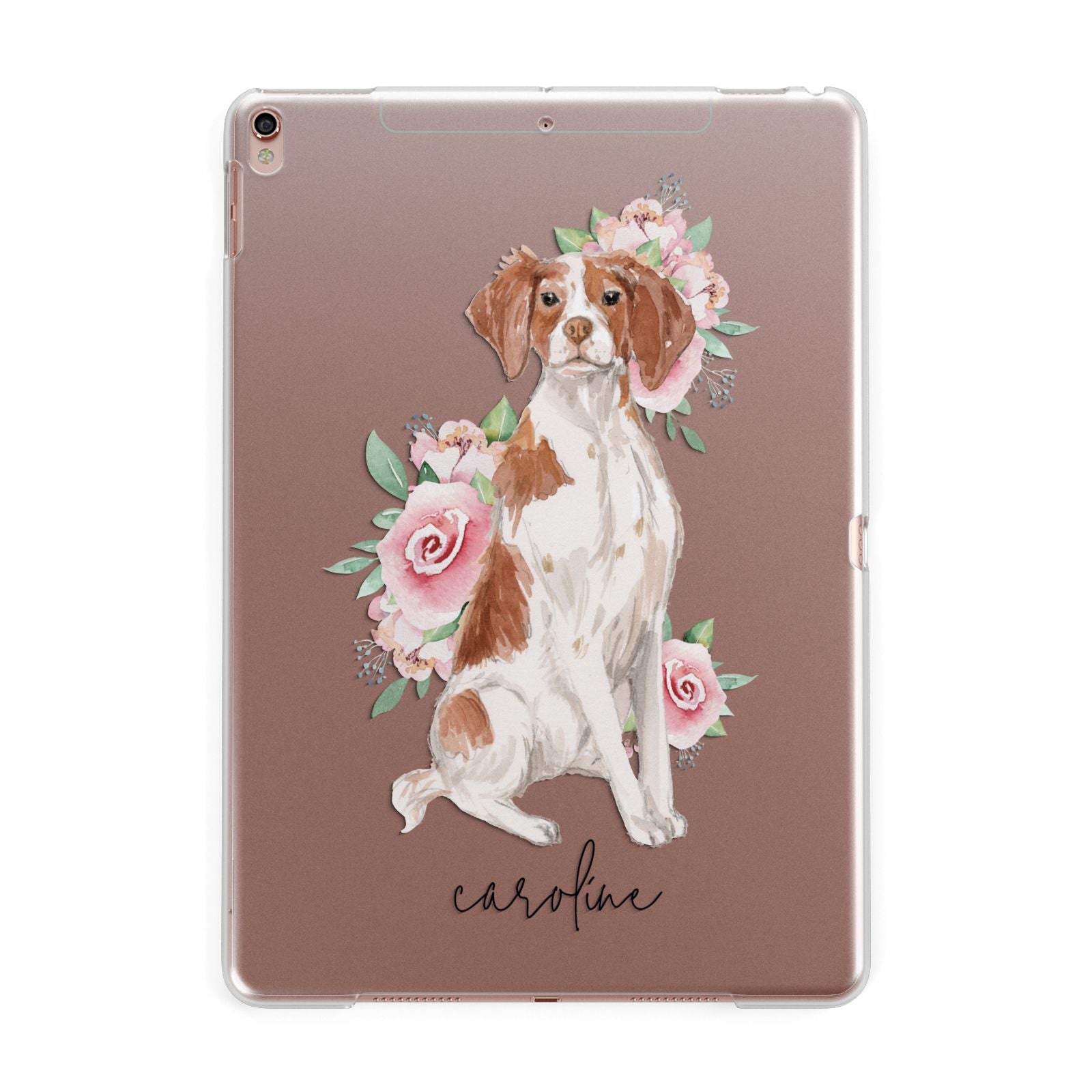 Personalised Brittany Dog Apple iPad Rose Gold Case