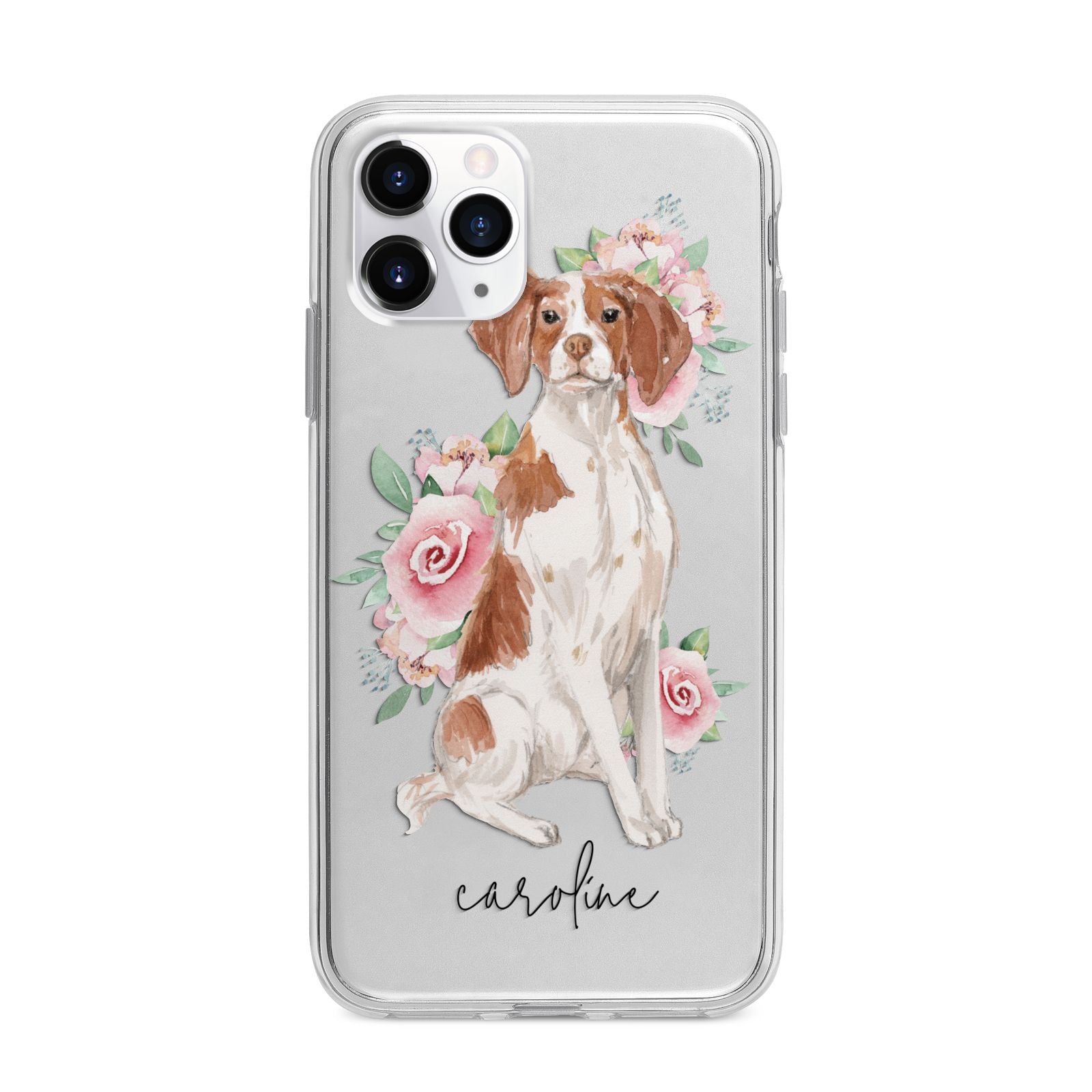 Personalised Brittany Dog Apple iPhone 11 Pro Max in Silver with Bumper Case