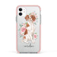 Personalised Brittany Dog Apple iPhone 11 in White with Pink Impact Case