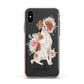 Personalised Brittany Dog Apple iPhone Xs Impact Case Pink Edge on Black Phone