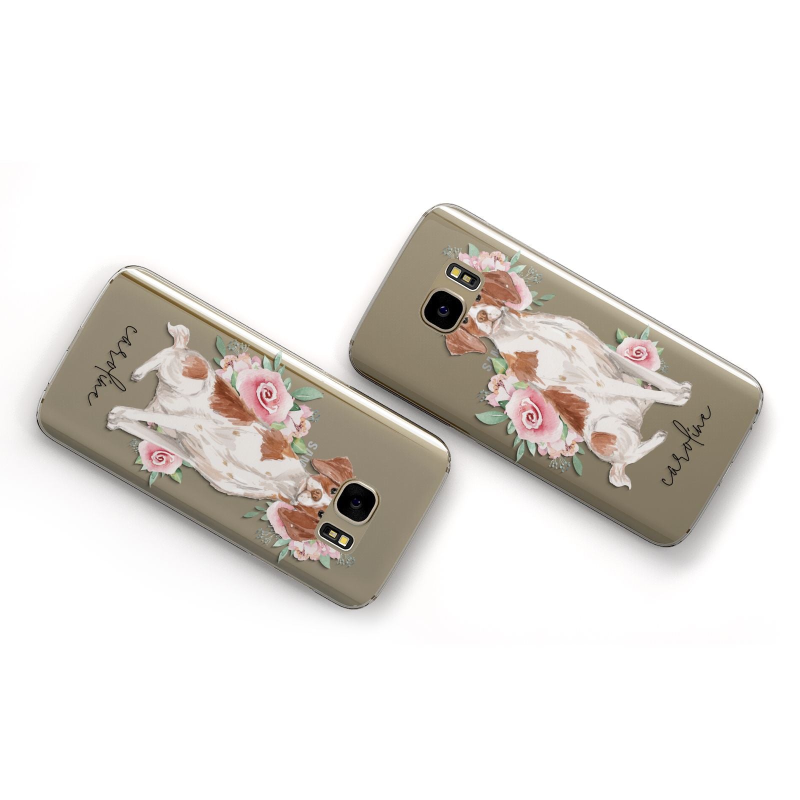 Personalised Brittany Dog Samsung Galaxy Case Flat Overview