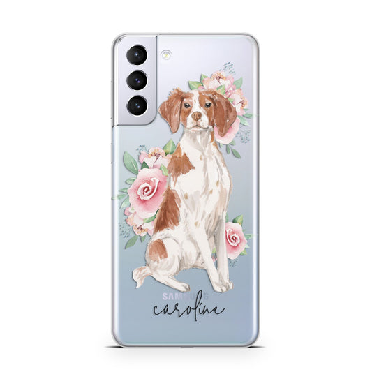 Personalised Brittany Dog Samsung S21 Plus Phone Case