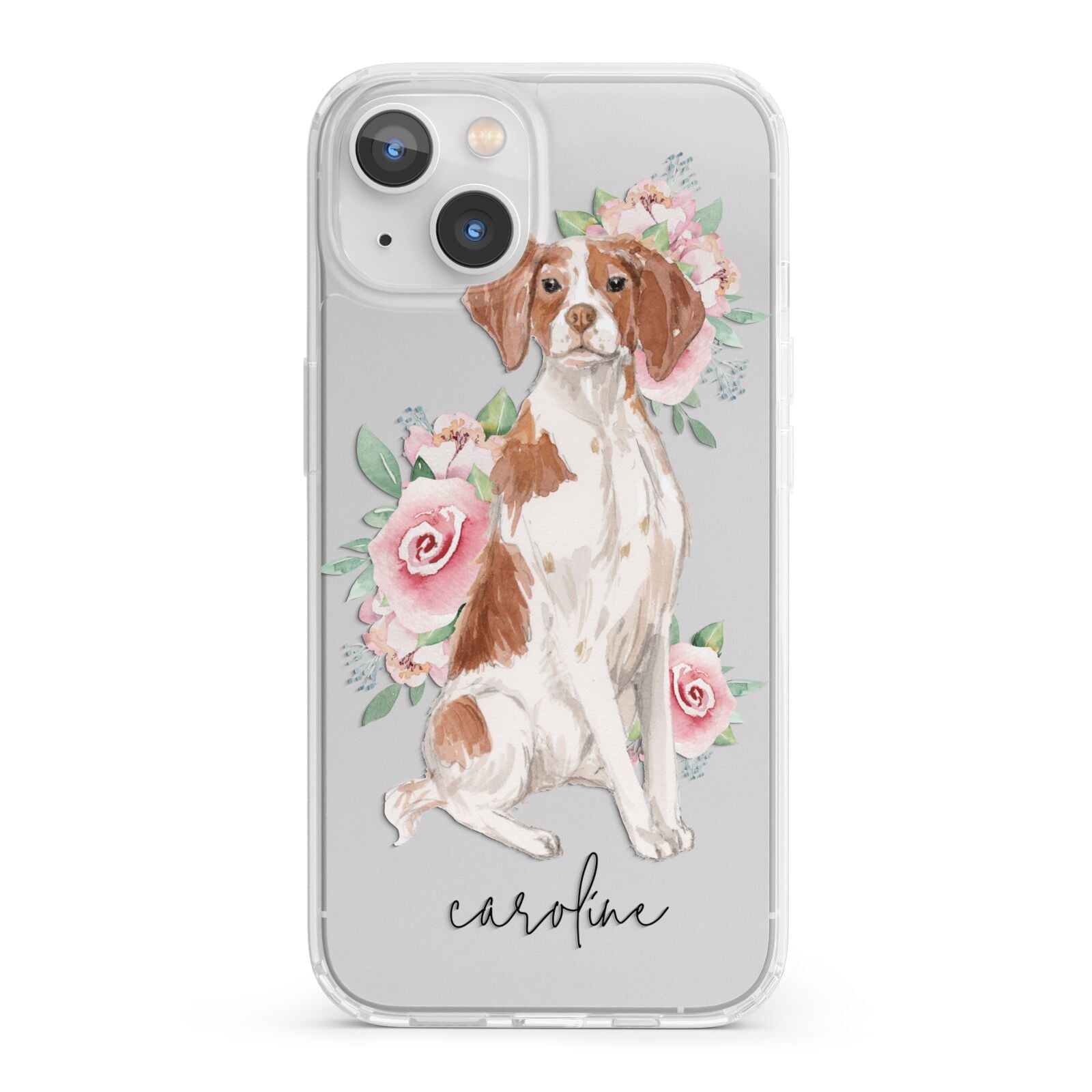 Personalised Brittany Dog iPhone 13 Clear Bumper Case