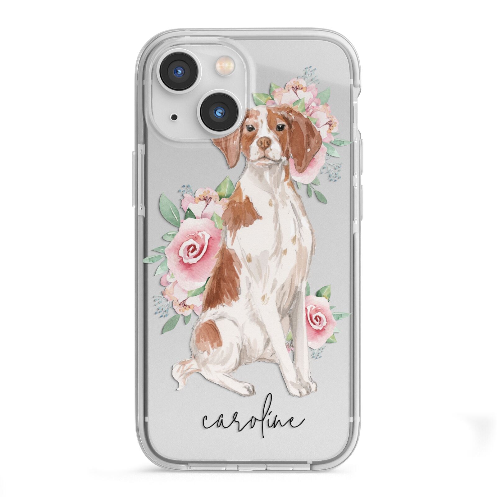 Personalised Brittany Dog iPhone 13 Mini TPU Impact Case with White Edges