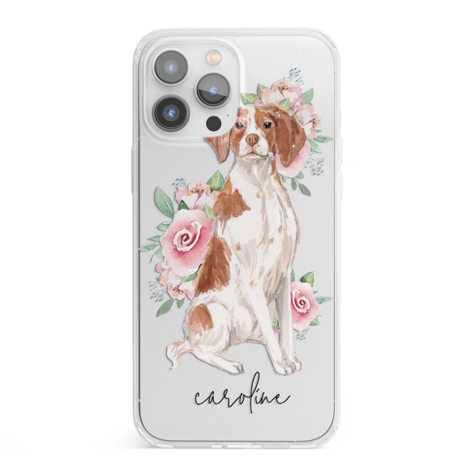 Personalised Brittany Dog iPhone 13 Pro Max Clear Bumper Case