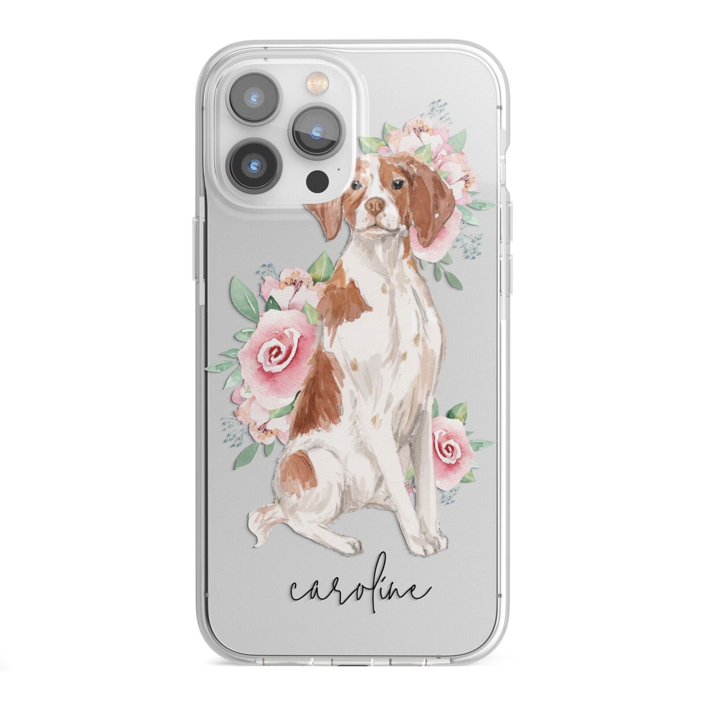 Personalised Brittany Dog iPhone 13 Pro Max TPU Impact Case with White Edges