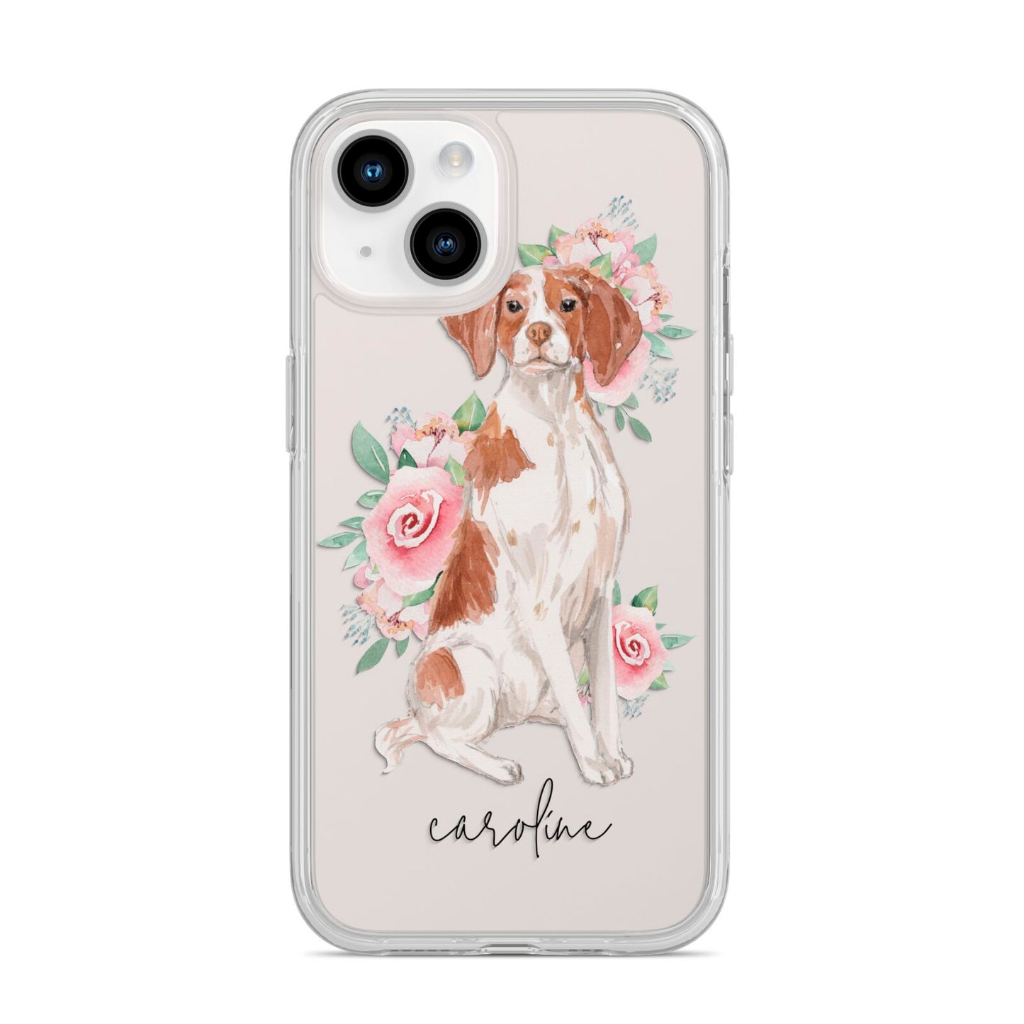 Personalised Brittany Dog iPhone 14 Clear Tough Case Starlight