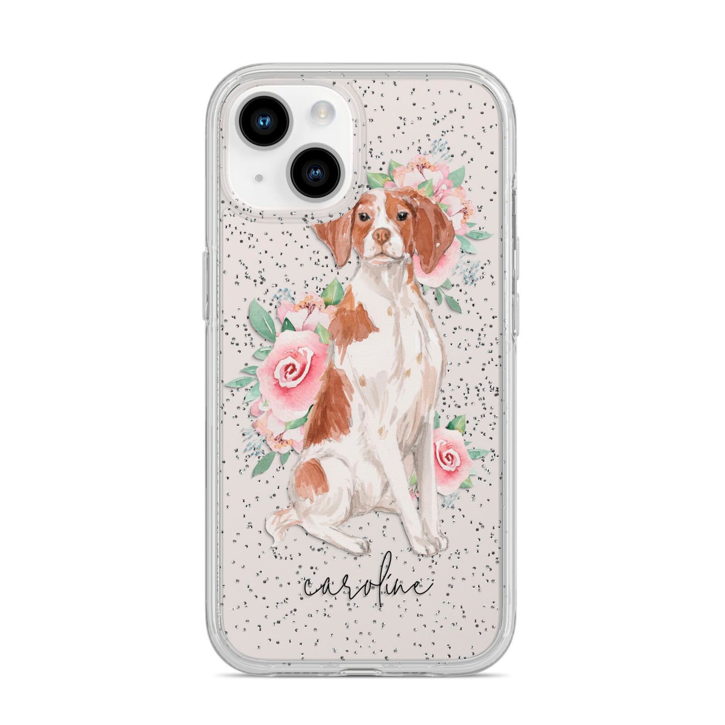 Personalised Brittany Dog iPhone 14 Glitter Tough Case Starlight