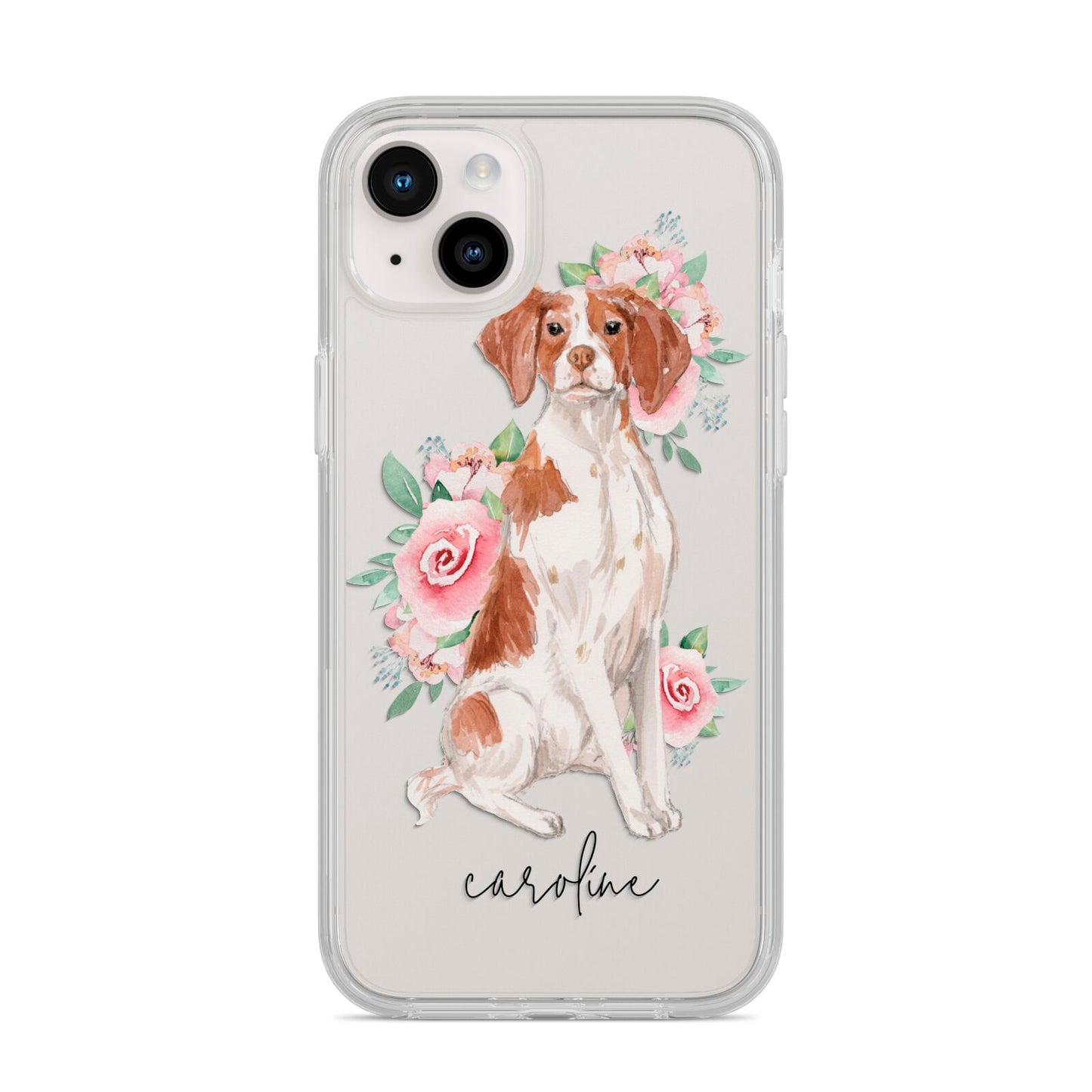 Personalised Brittany Dog iPhone 14 Plus Clear Tough Case Starlight