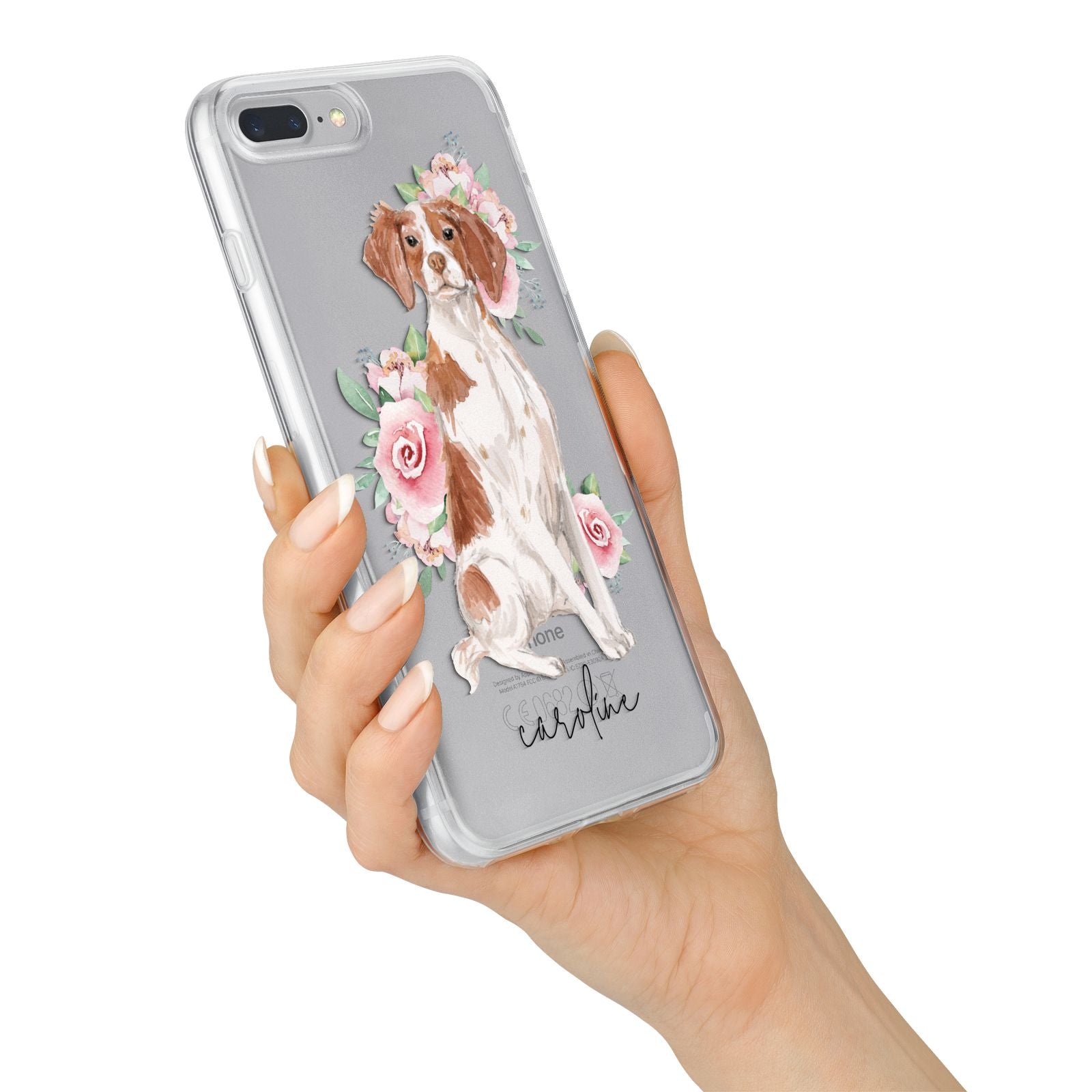 Personalised Brittany Dog iPhone 7 Plus Bumper Case on Silver iPhone Alternative Image