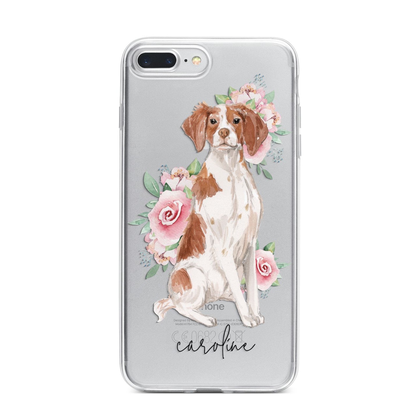 Personalised Brittany Dog iPhone 7 Plus Bumper Case on Silver iPhone