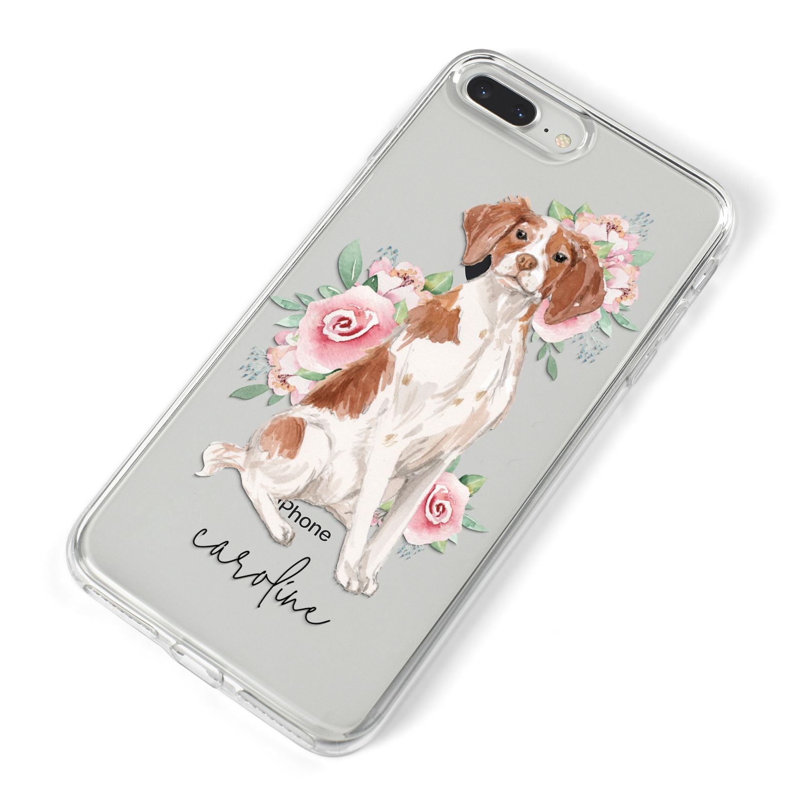 Personalised Brittany Dog iPhone 8 Plus Bumper Case on Silver iPhone Alternative Image
