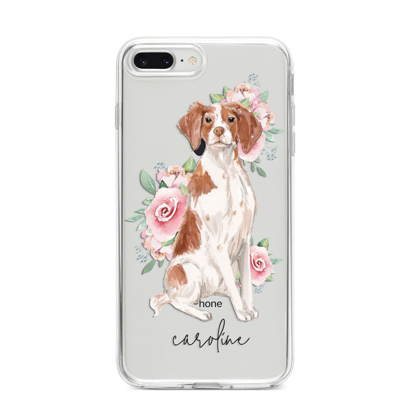 Personalised Brittany Dog iPhone 8 Plus Bumper Case on Silver iPhone