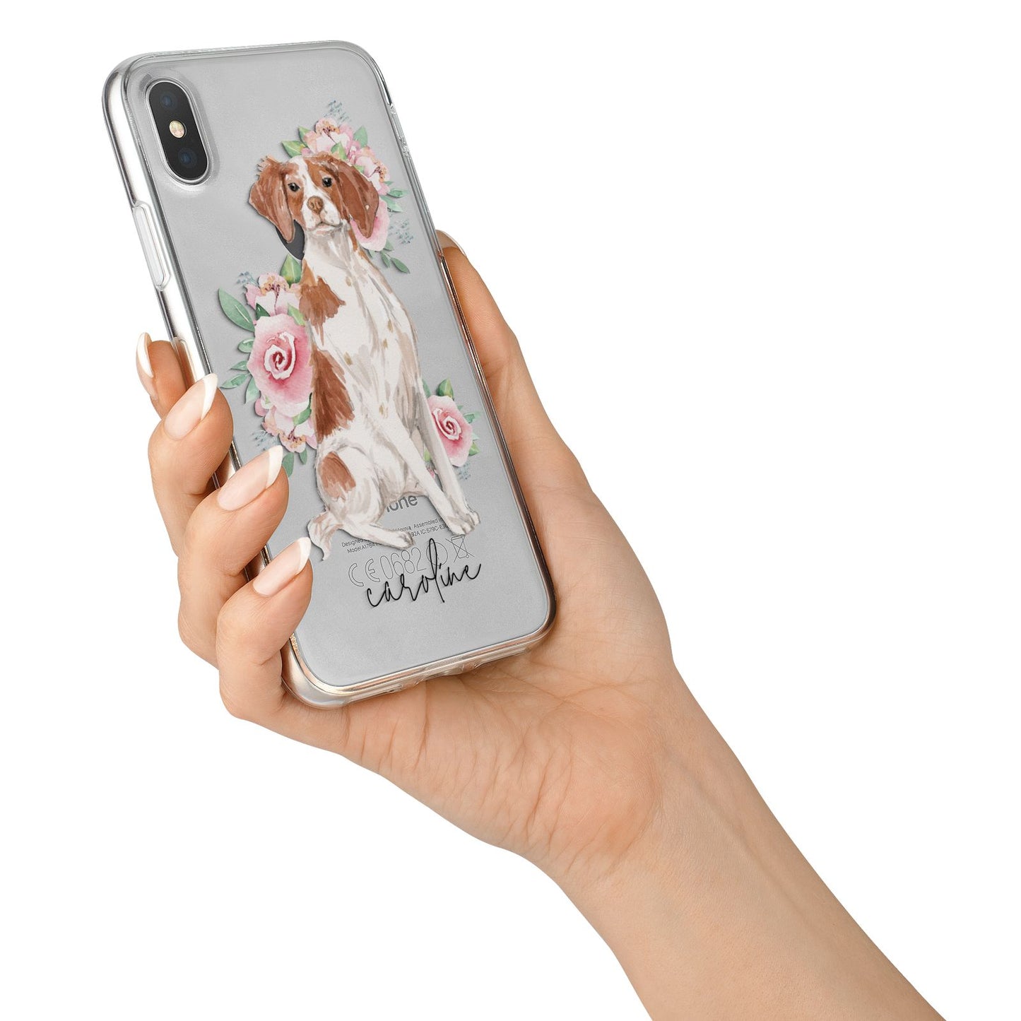 Personalised Brittany Dog iPhone X Bumper Case on Silver iPhone Alternative Image 2
