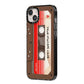 Personalised Brown Mixtape iPhone 14 Plus Black Impact Case Side Angle on Silver phone