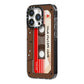 Personalised Brown Mixtape iPhone 14 Pro Black Impact Case Side Angle on Silver phone