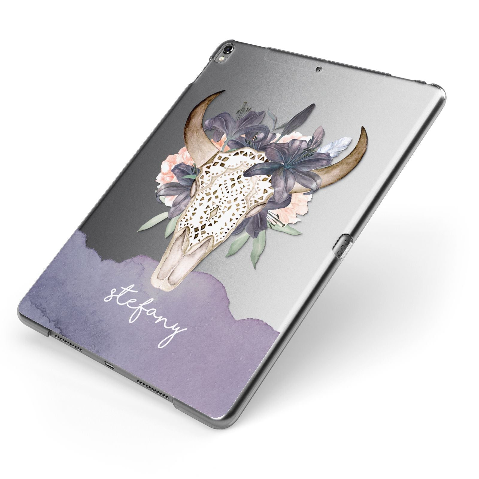 Personalised Bull s Head Apple iPad Case on Grey iPad Side View