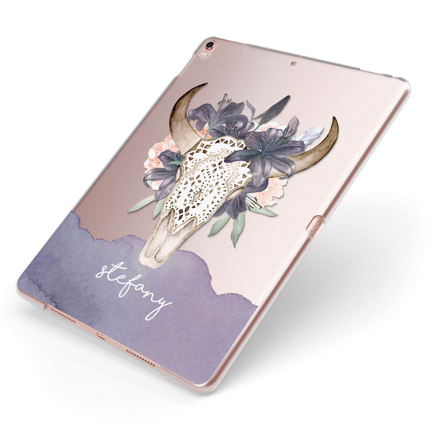 Personalised Bull s Head Apple iPad Case on Rose Gold iPad Side View