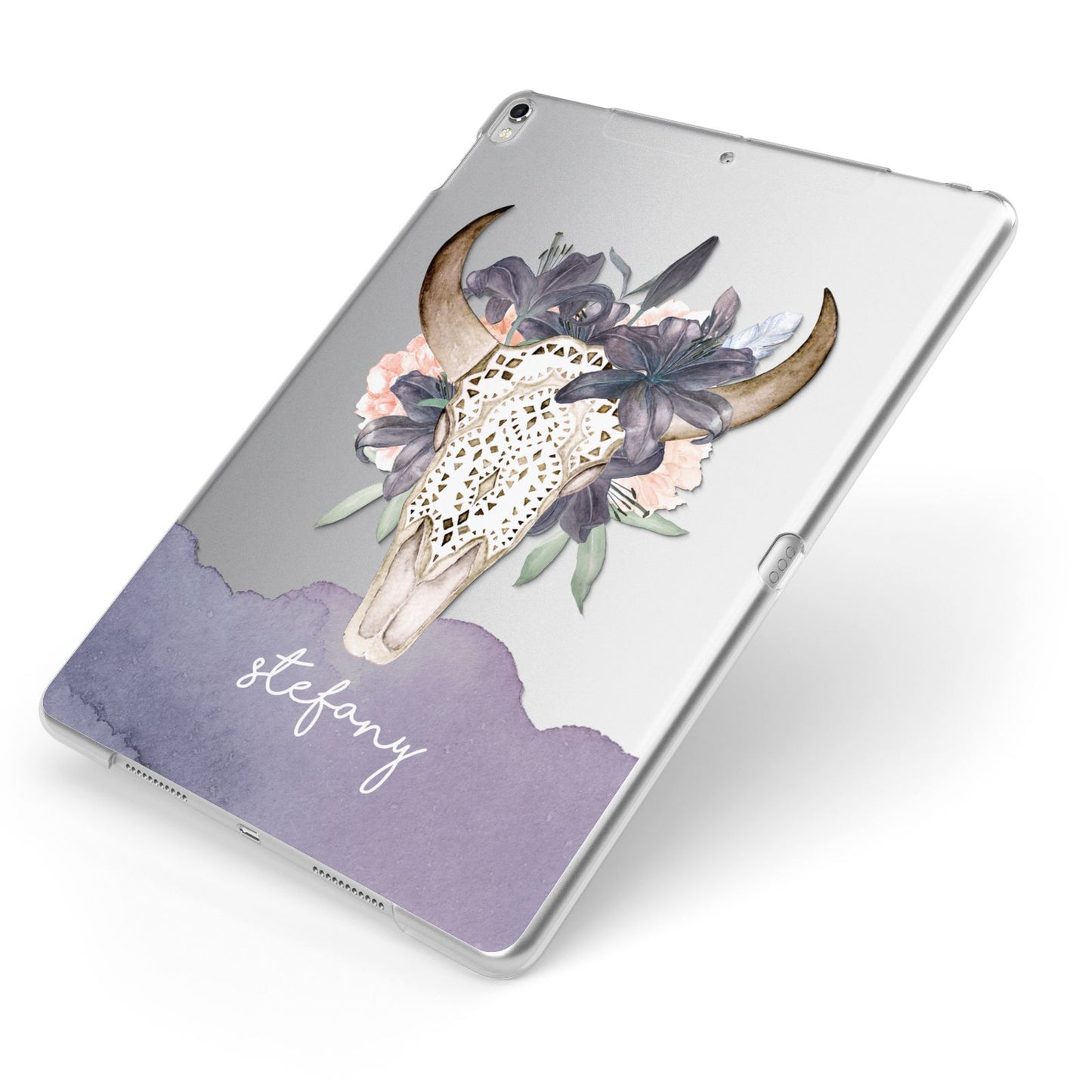Personalised Bull s Head Apple iPad Case on Silver iPad Side View