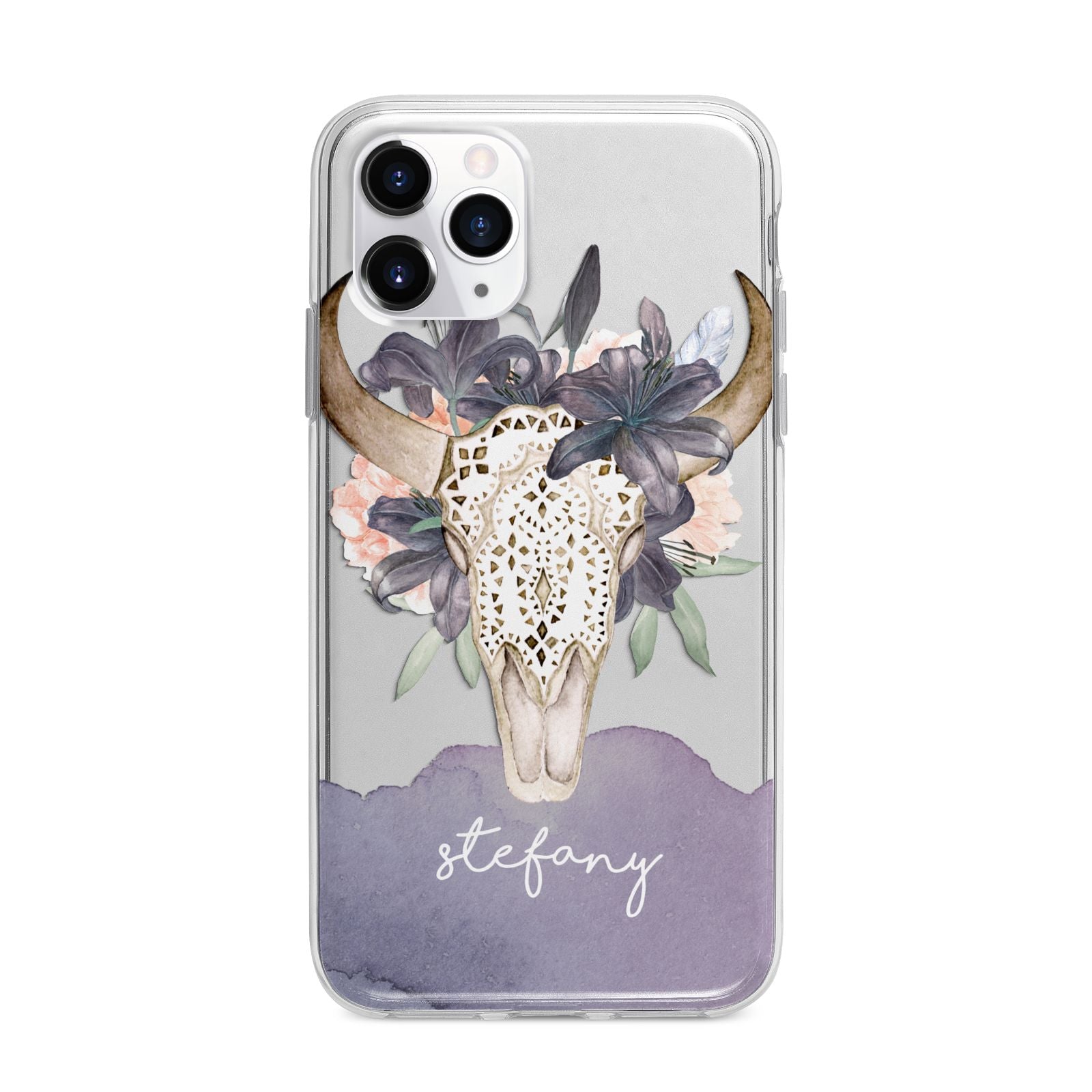 Personalised Bull s Head Apple iPhone 11 Pro Max in Silver with Bumper Case
