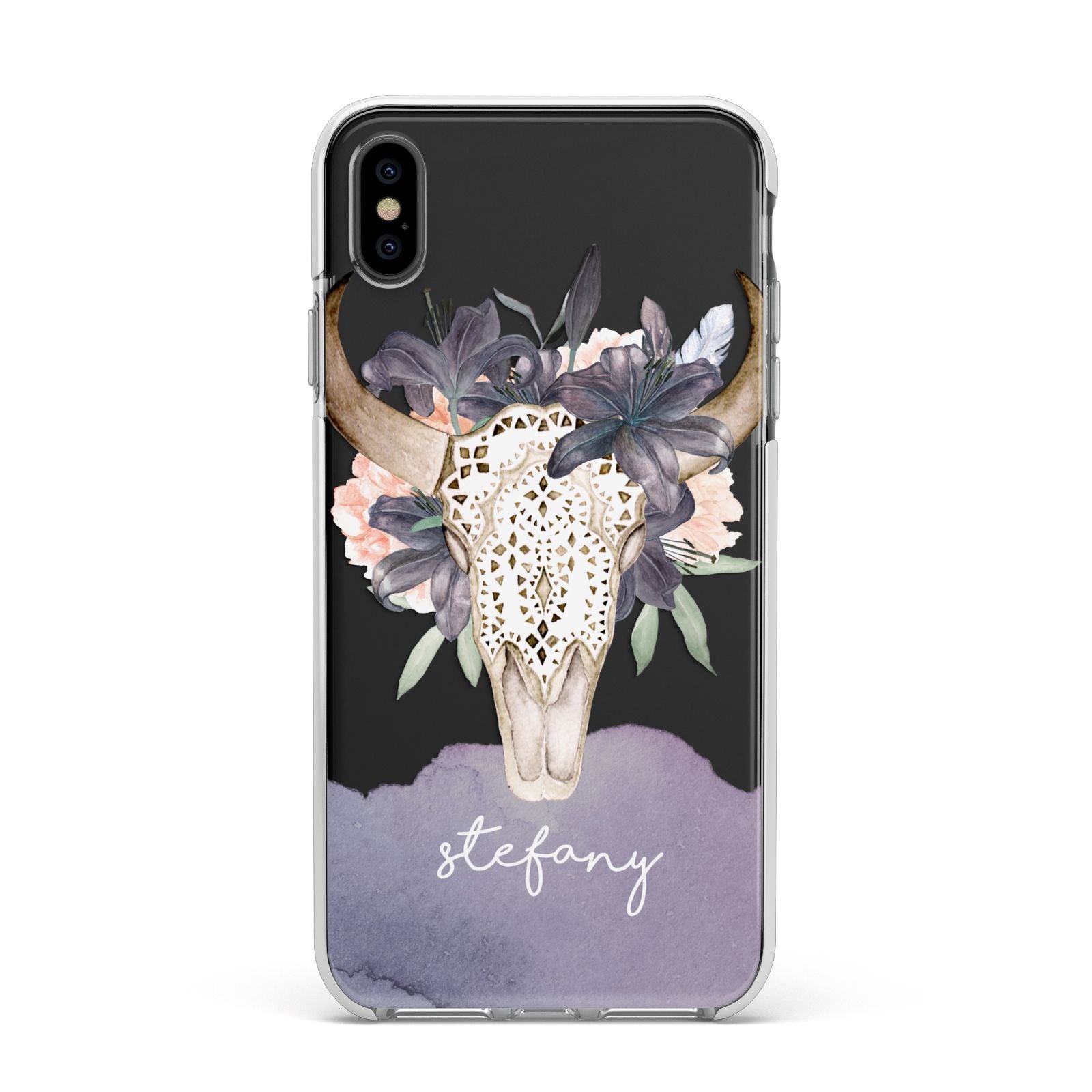 Personalised Bull s Head Apple iPhone Xs Max Impact Case White Edge on Black Phone