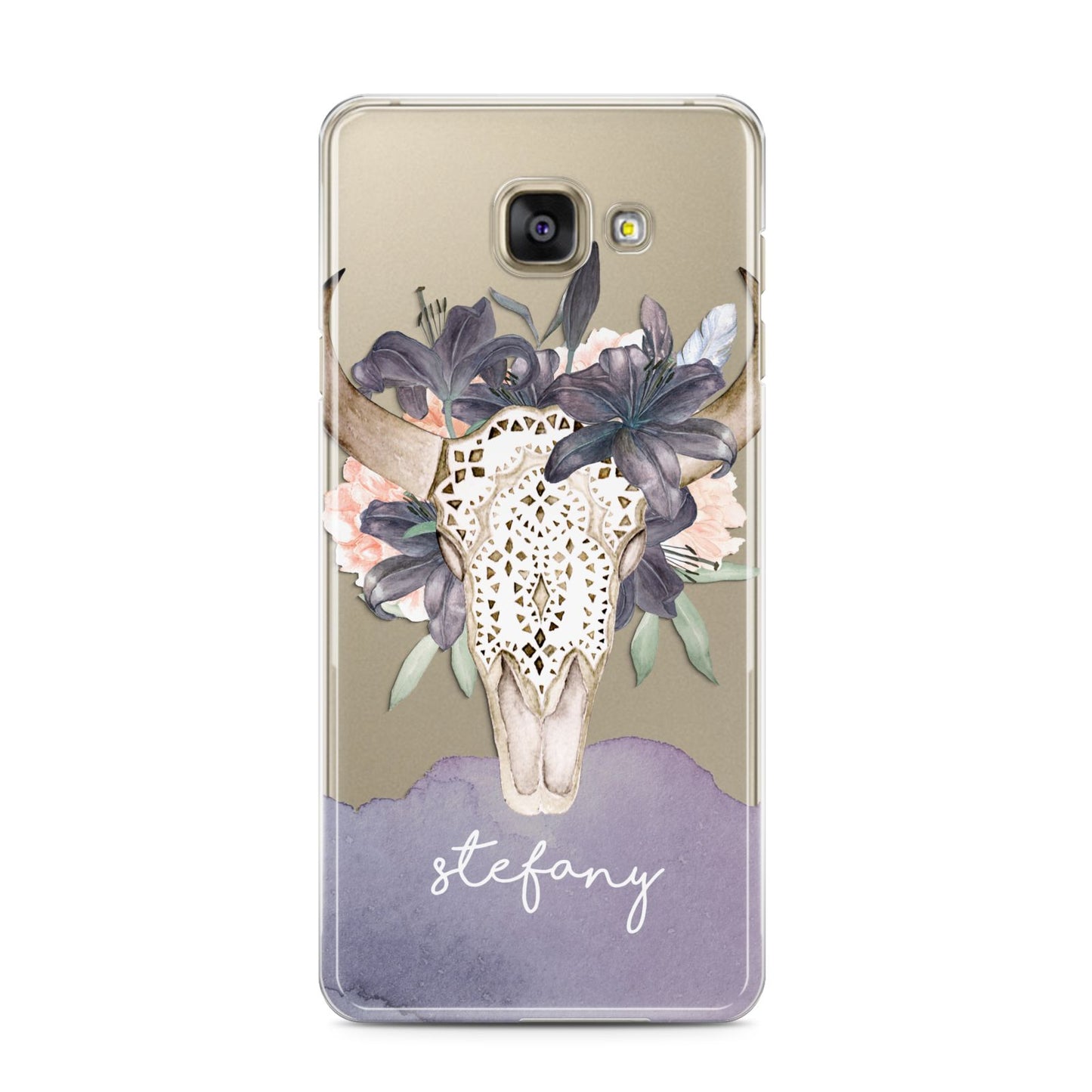 Personalised Bull s Head Samsung Galaxy A3 2016 Case on gold phone