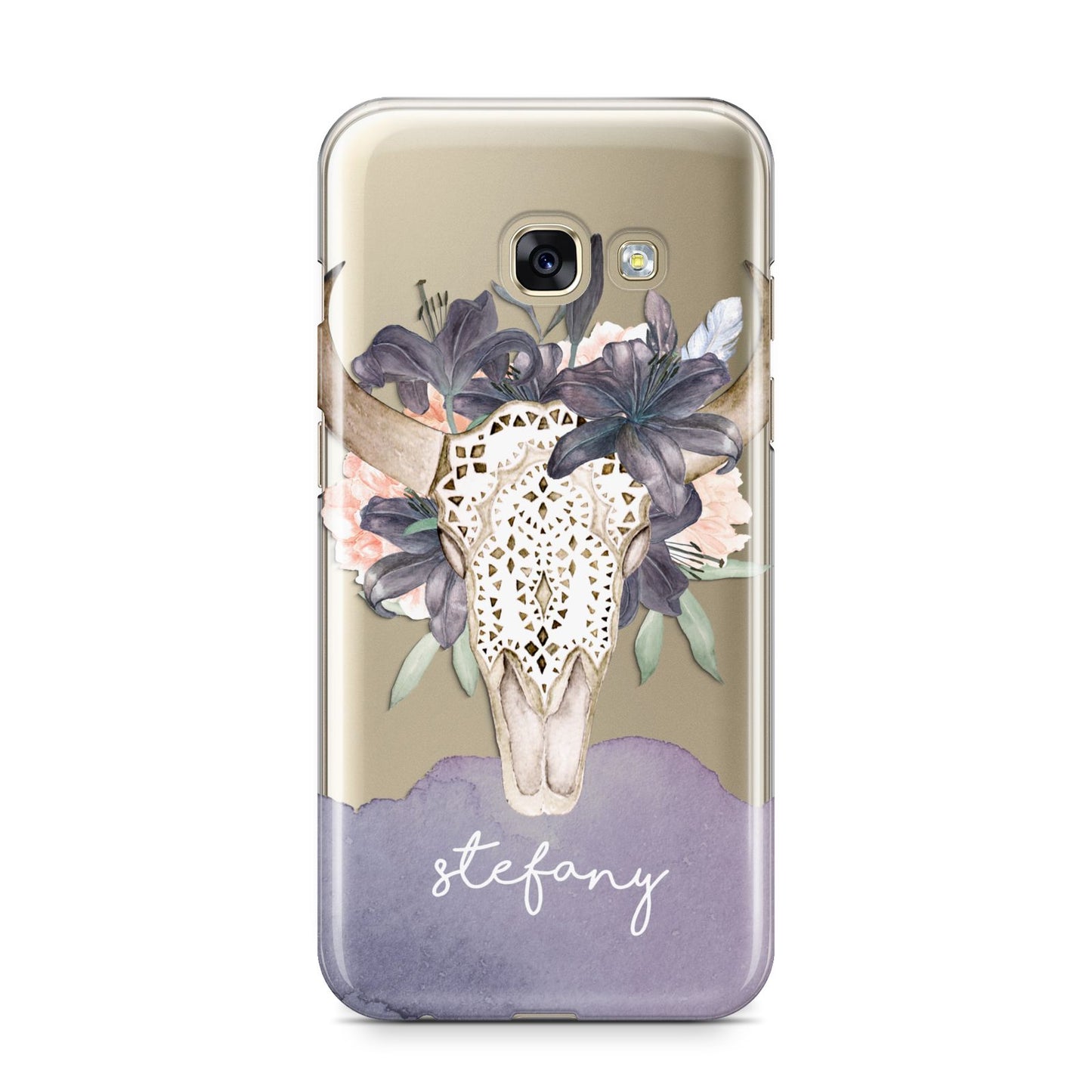 Personalised Bull s Head Samsung Galaxy A3 2017 Case on gold phone