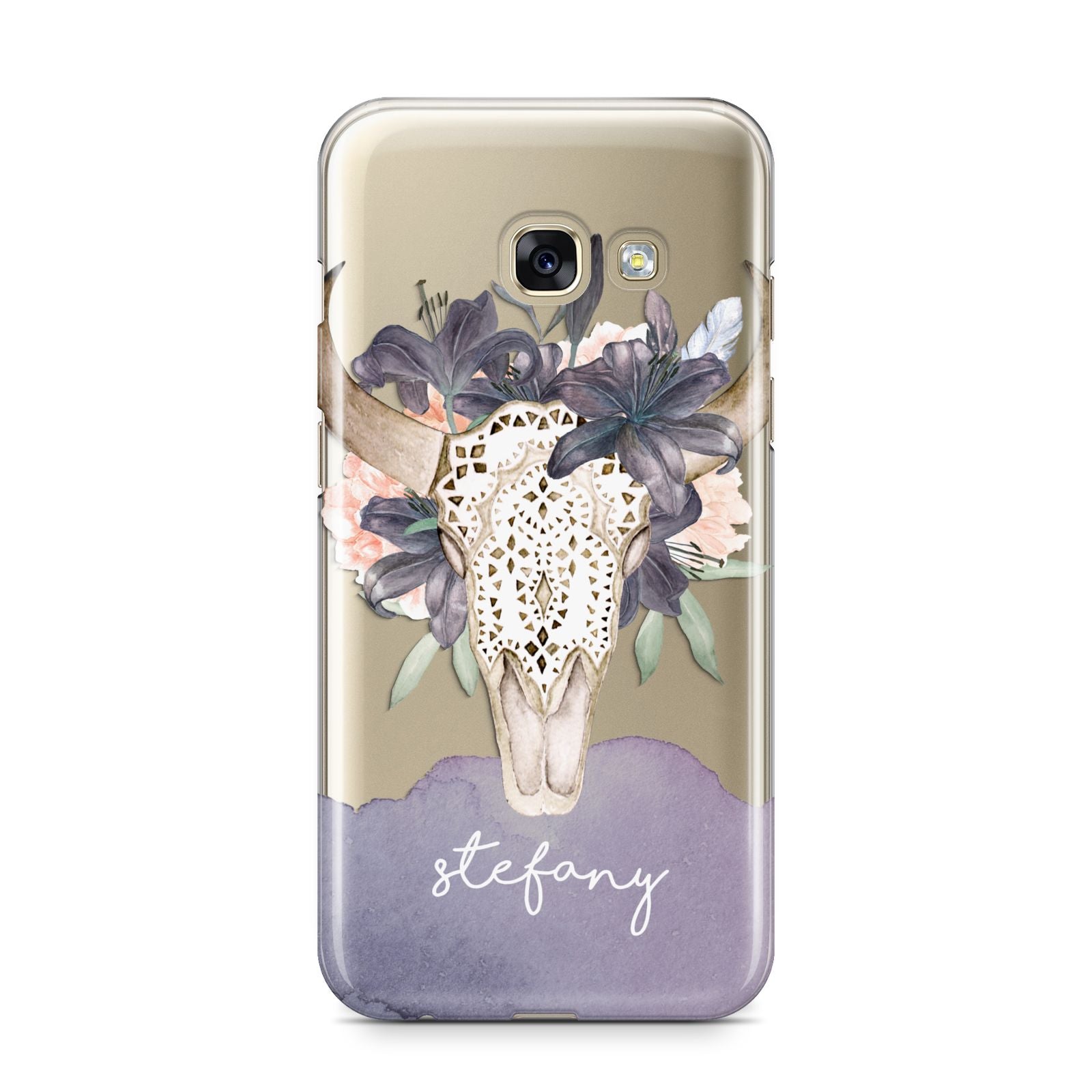 Personalised Bull s Head Samsung Galaxy A3 2017 Case on gold phone