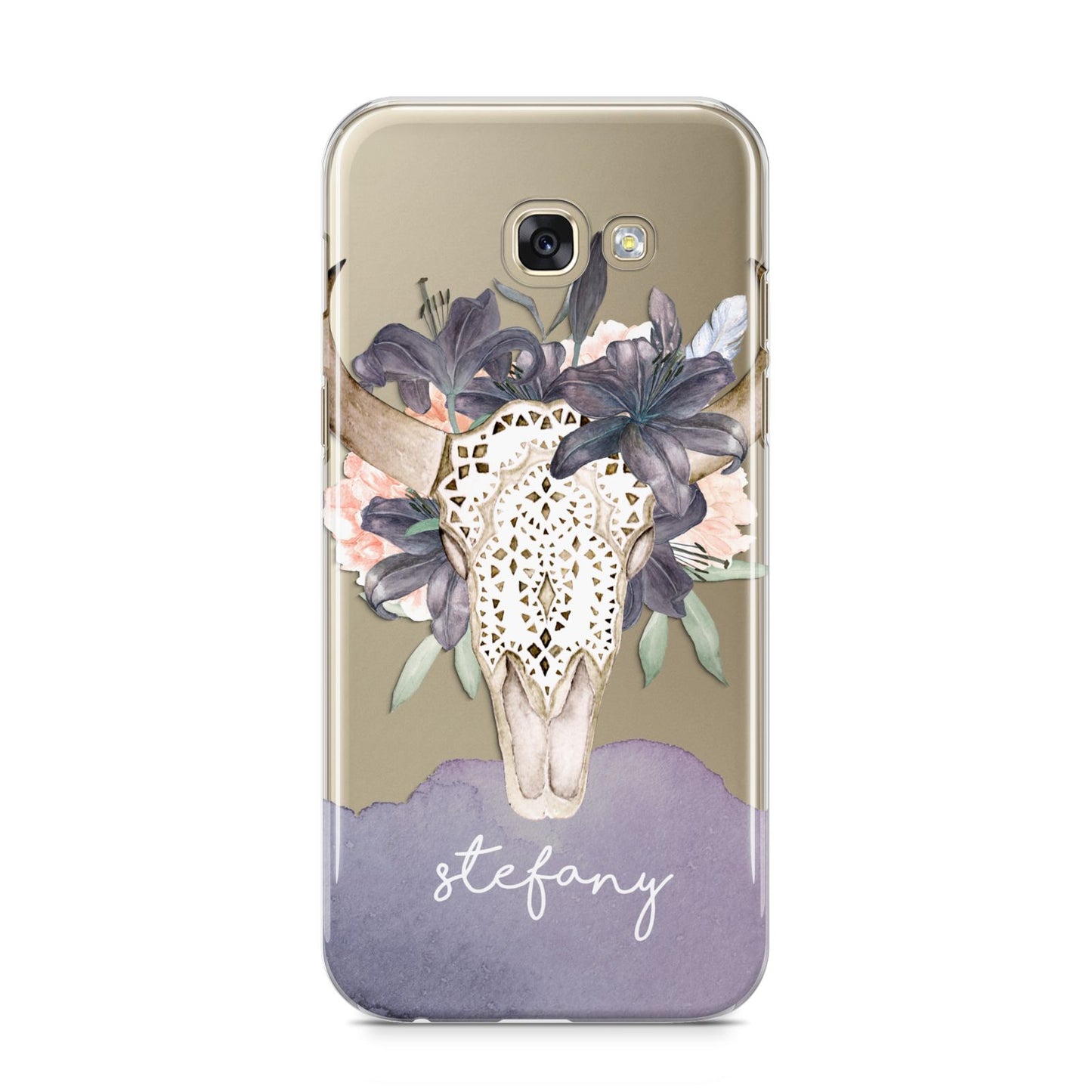 Personalised Bull s Head Samsung Galaxy A5 2017 Case on gold phone