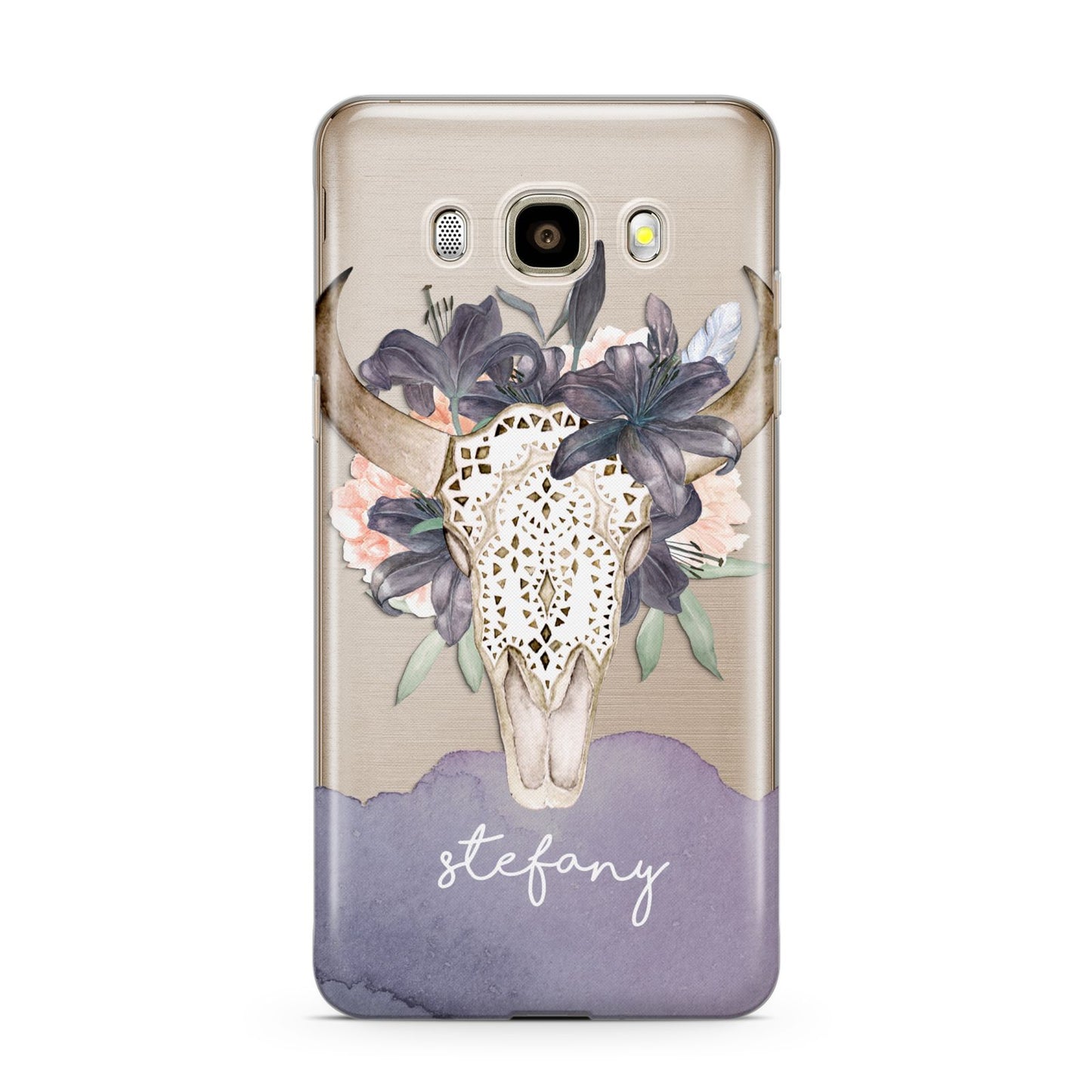 Personalised Bull s Head Samsung Galaxy J7 2016 Case on gold phone