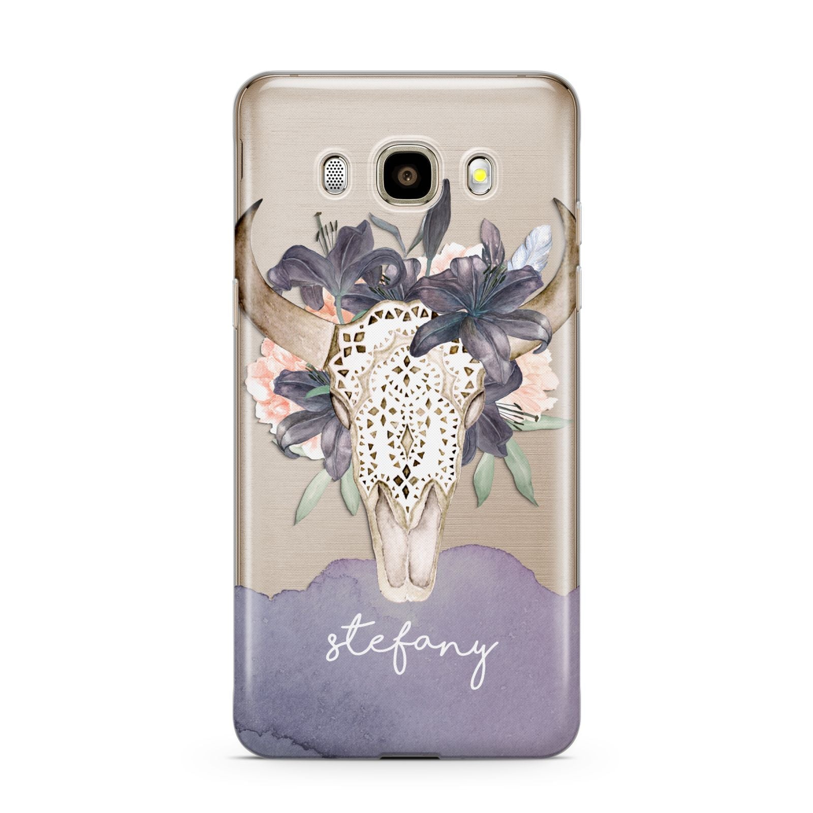 Personalised Bull s Head Samsung Galaxy J7 2016 Case on gold phone