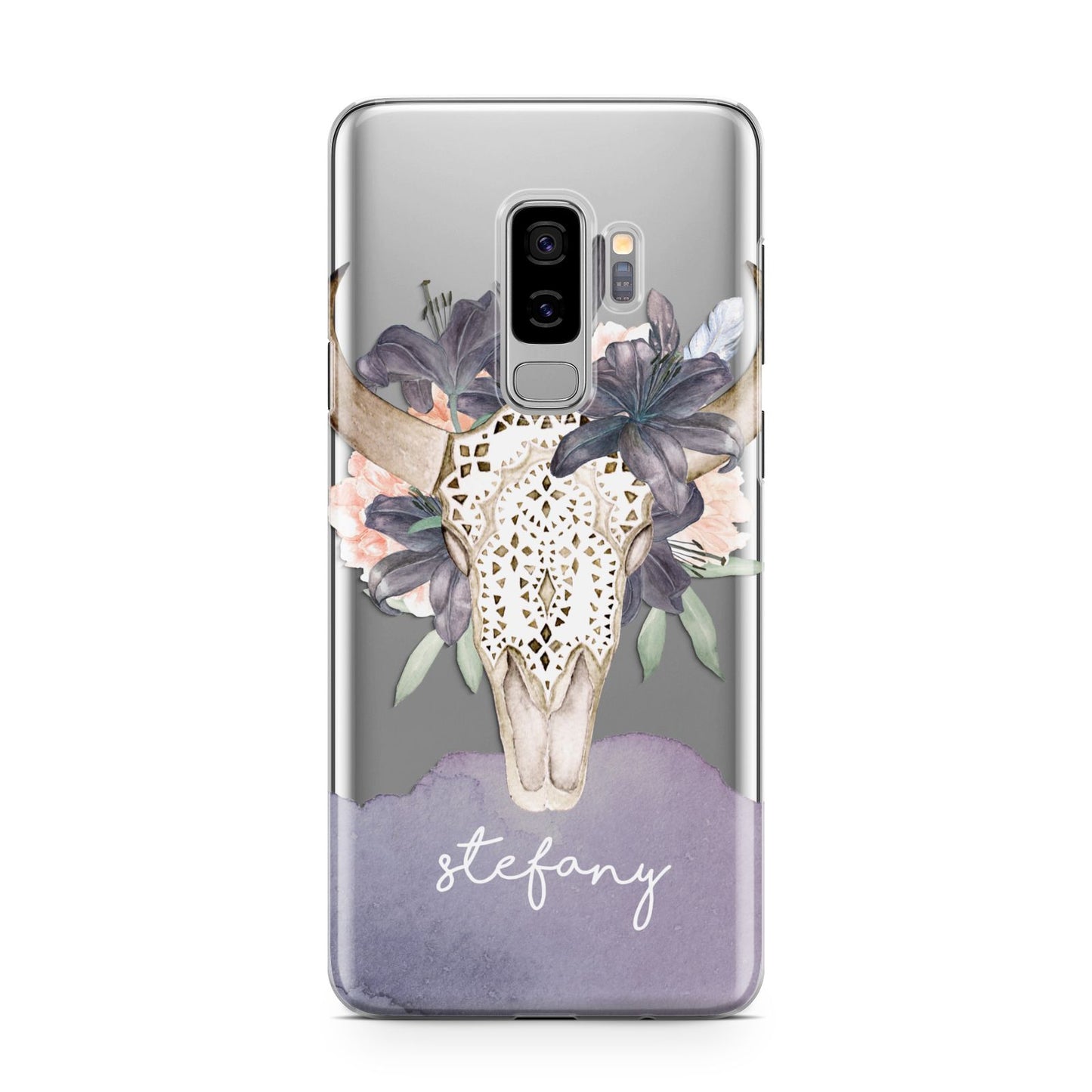 Personalised Bull s Head Samsung Galaxy S9 Plus Case on Silver phone