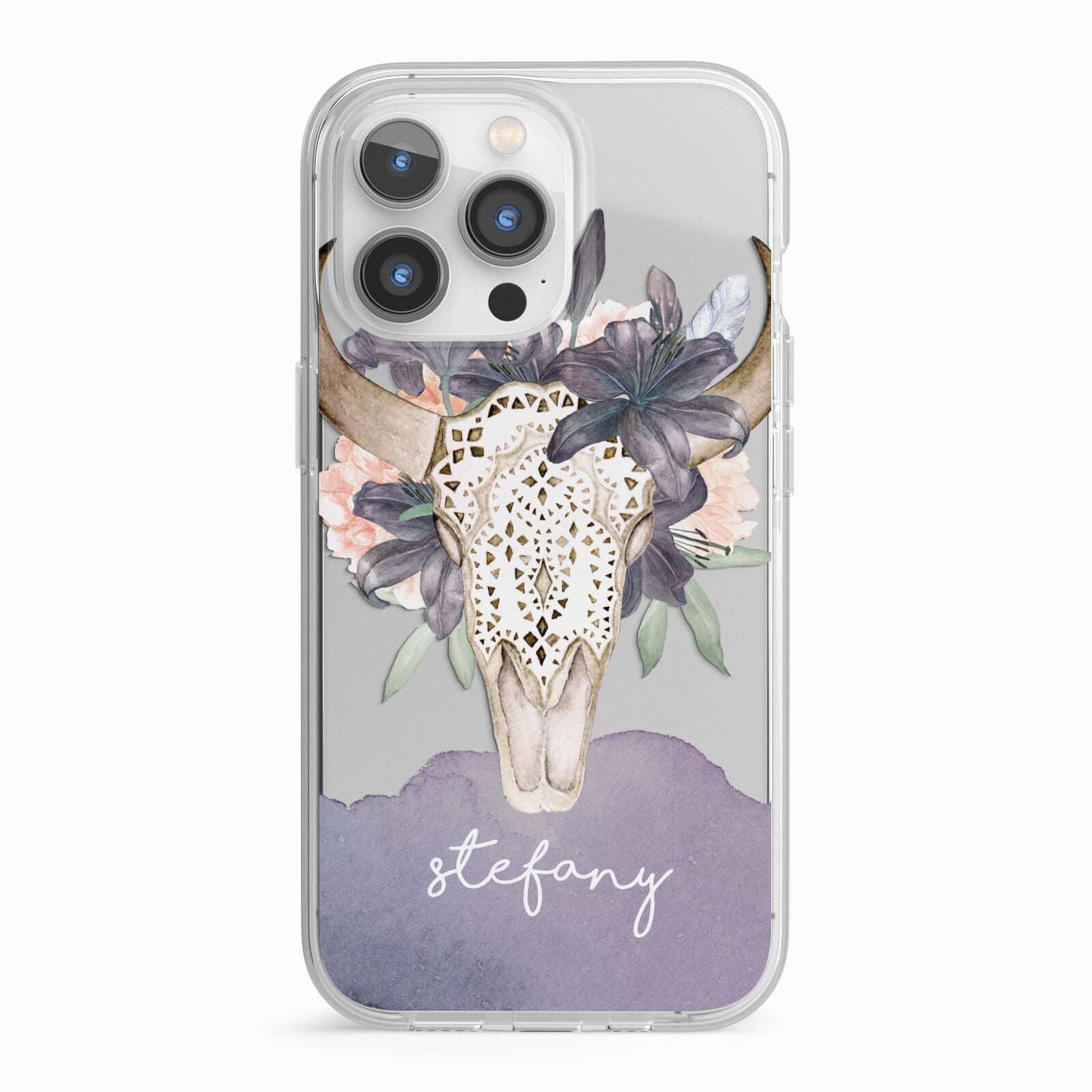 Personalised Bull s Head iPhone 13 Pro TPU Impact Case with White Edges