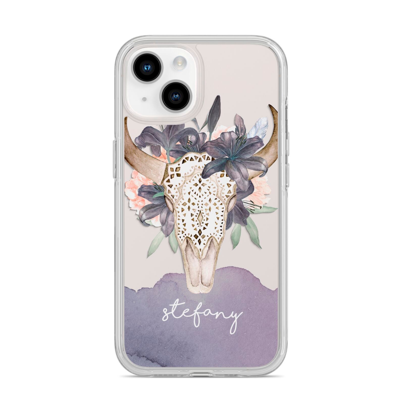 Personalised Bull s Head iPhone 14 Clear Tough Case Starlight