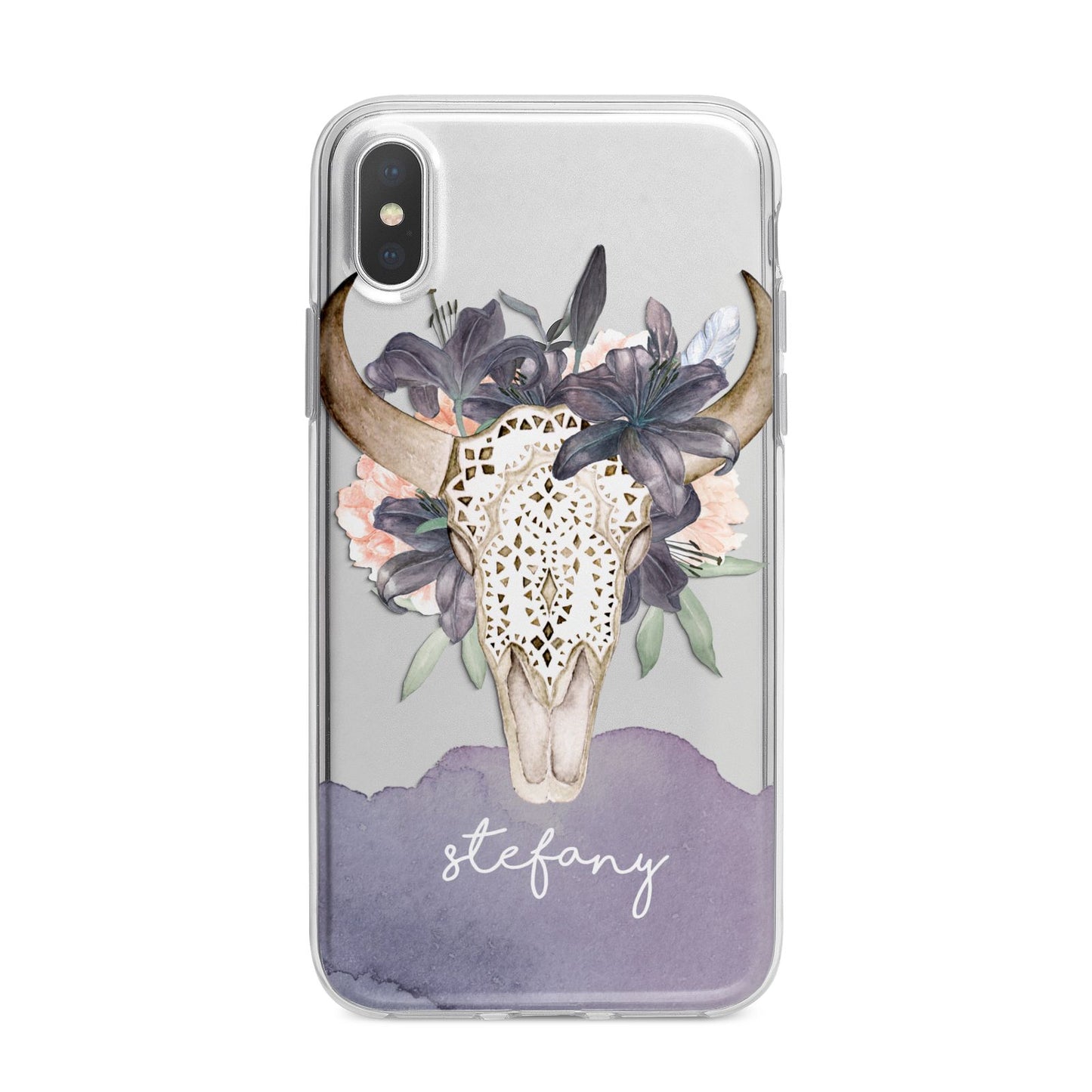 Personalised Bull s Head iPhone X Bumper Case on Silver iPhone Alternative Image 1