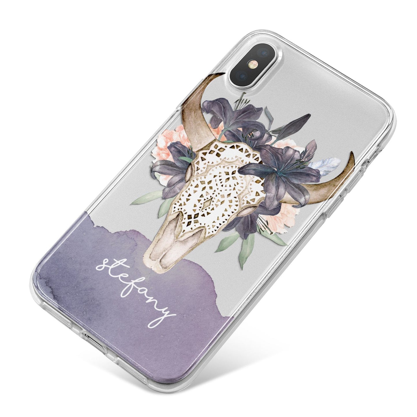 Personalised Bull s Head iPhone X Bumper Case on Silver iPhone