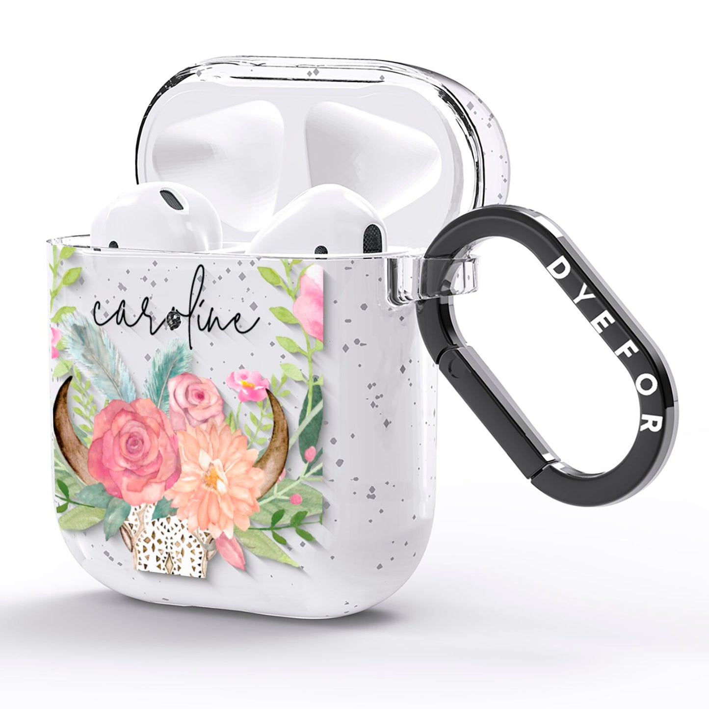 Personalised Bull s Skull AirPods Glitter Case Side Image