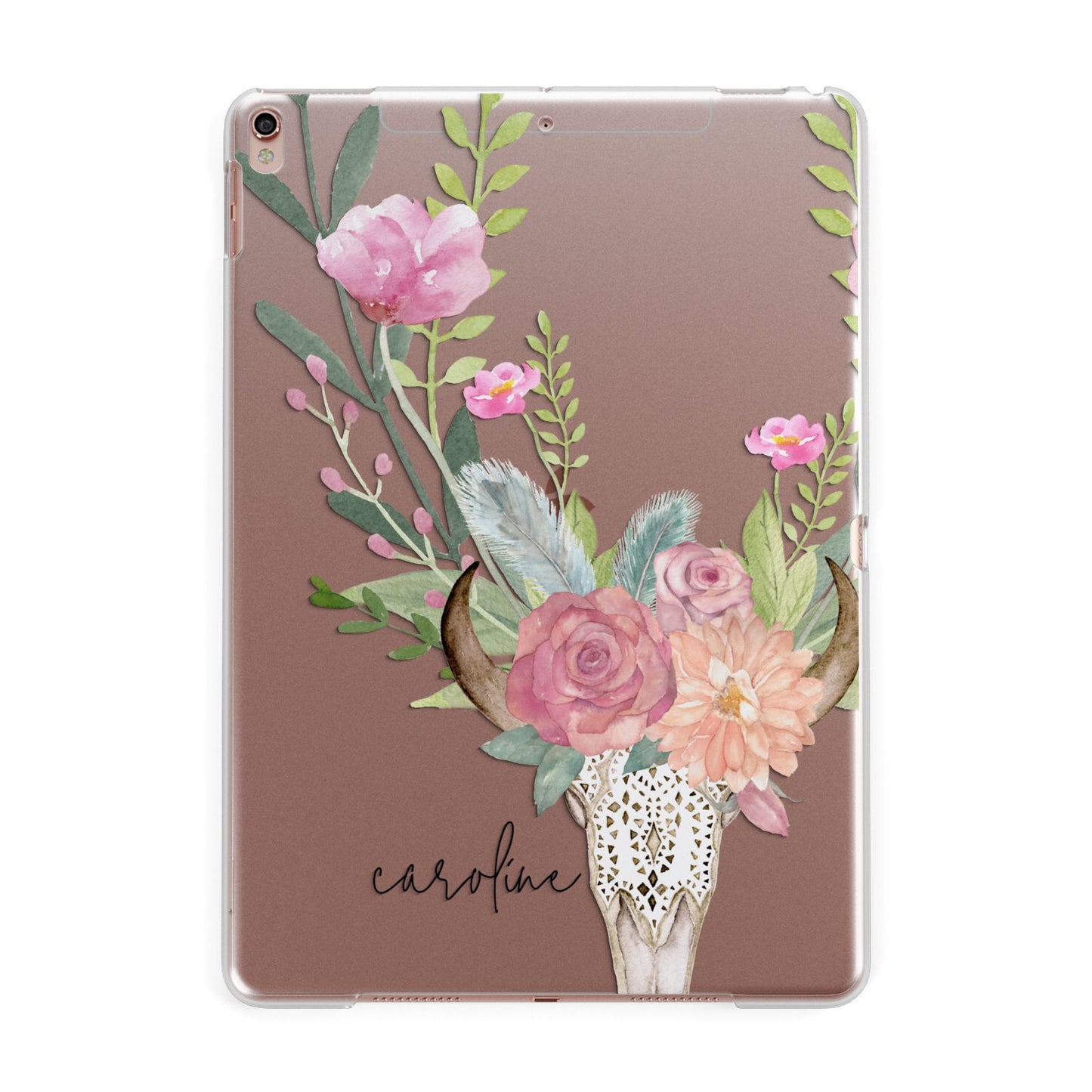 Personalised Bull s Skull Apple iPad Rose Gold Case