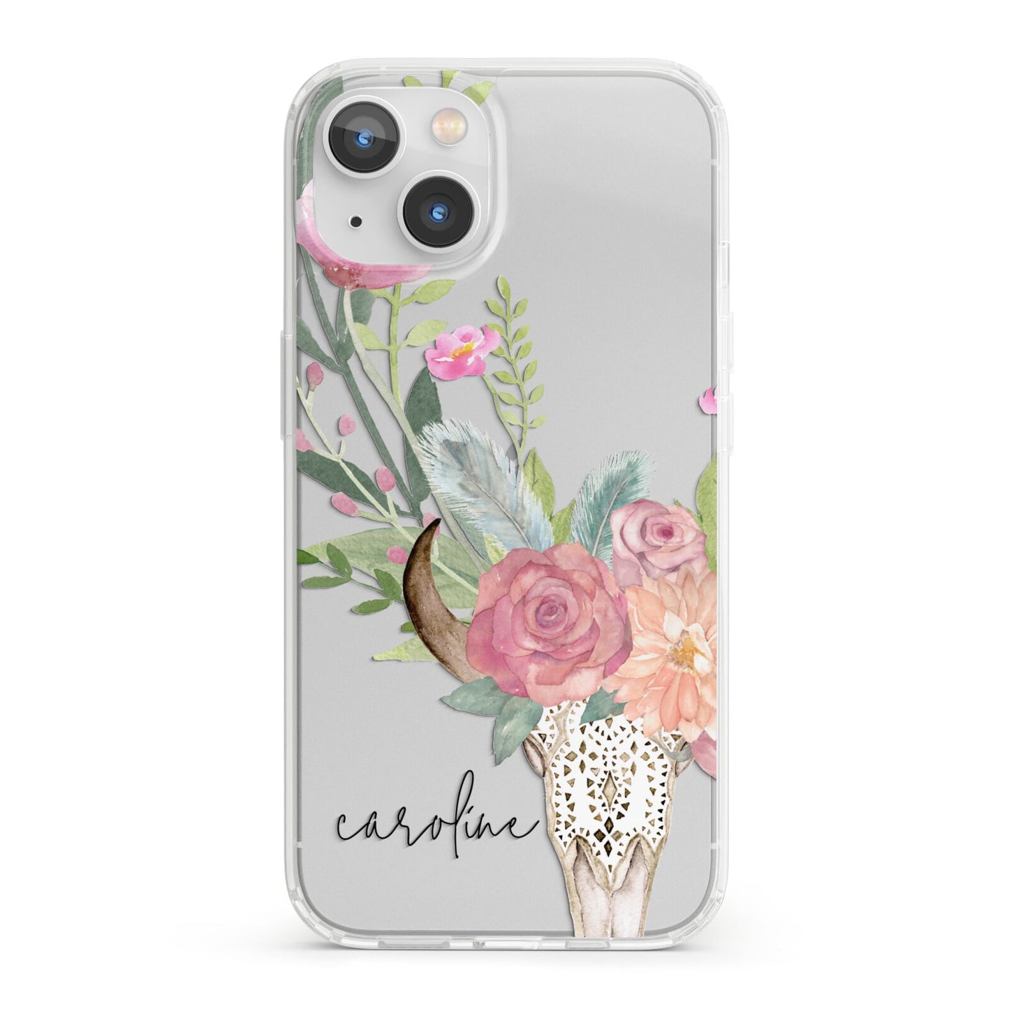 Personalised Bull s Skull iPhone 13 Clear Bumper Case