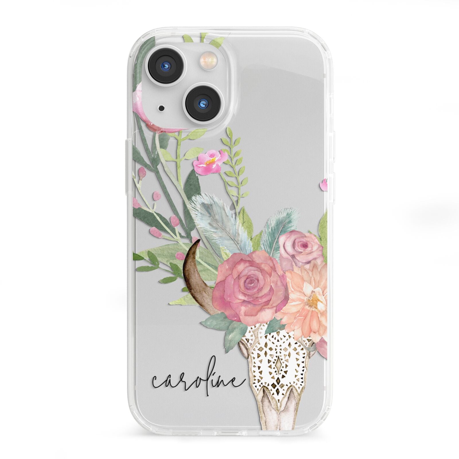 Personalised Bull s Skull iPhone 13 Mini Clear Bumper Case