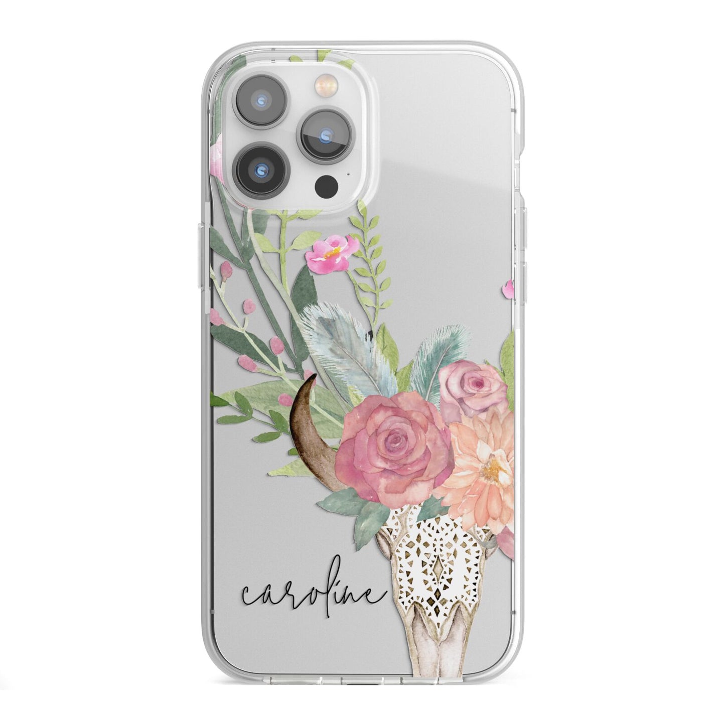 Personalised Bull s Skull iPhone 13 Pro Max TPU Impact Case with White Edges