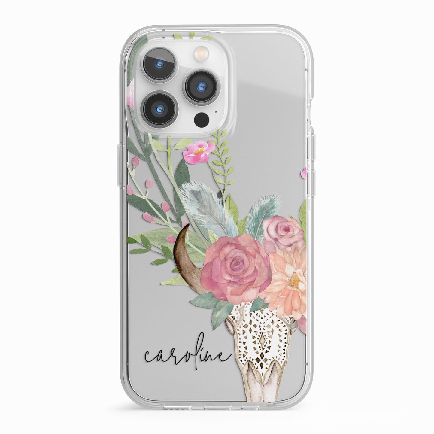 Personalised Bull s Skull iPhone 13 Pro TPU Impact Case with White Edges