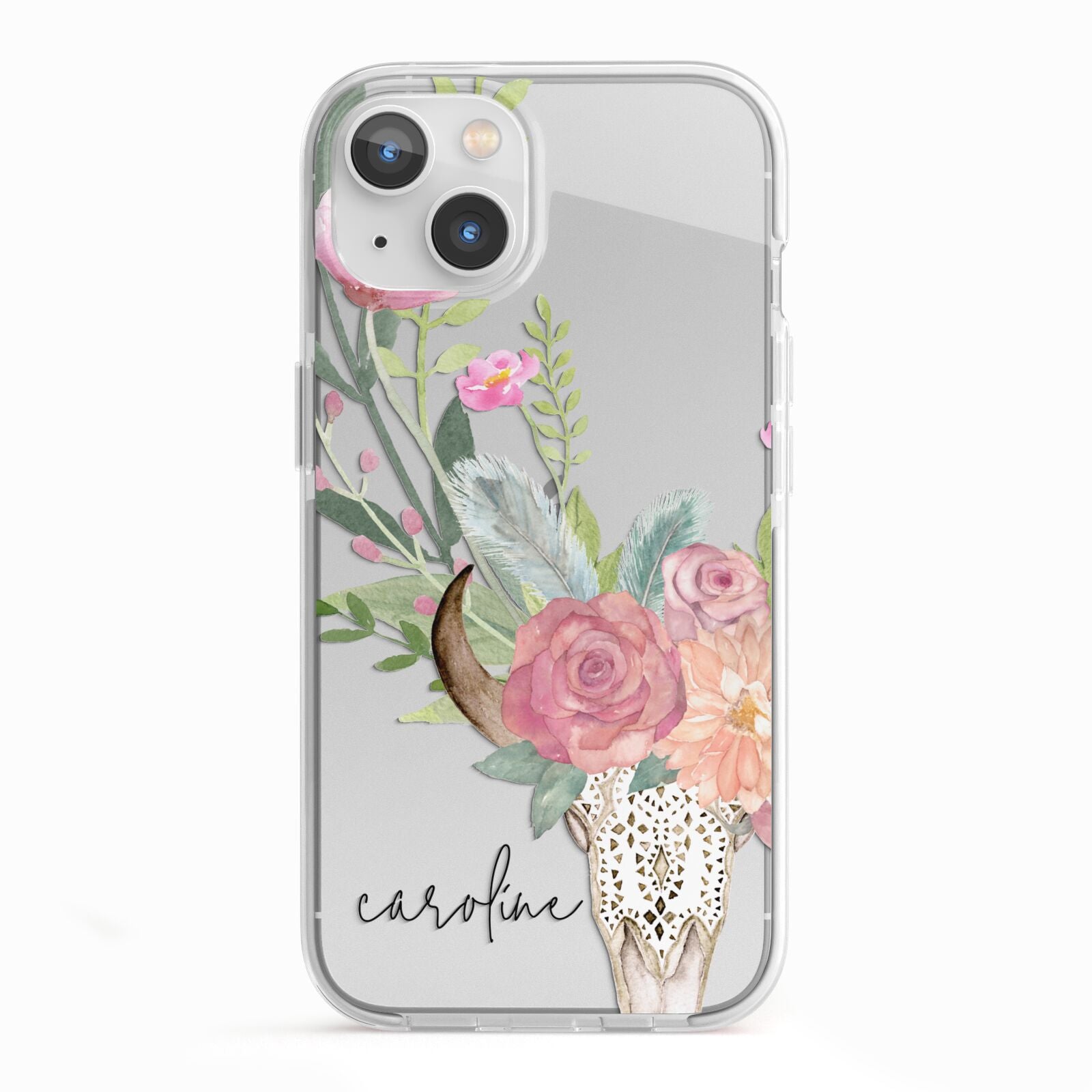 Personalised Bull s Skull iPhone 13 TPU Impact Case with White Edges