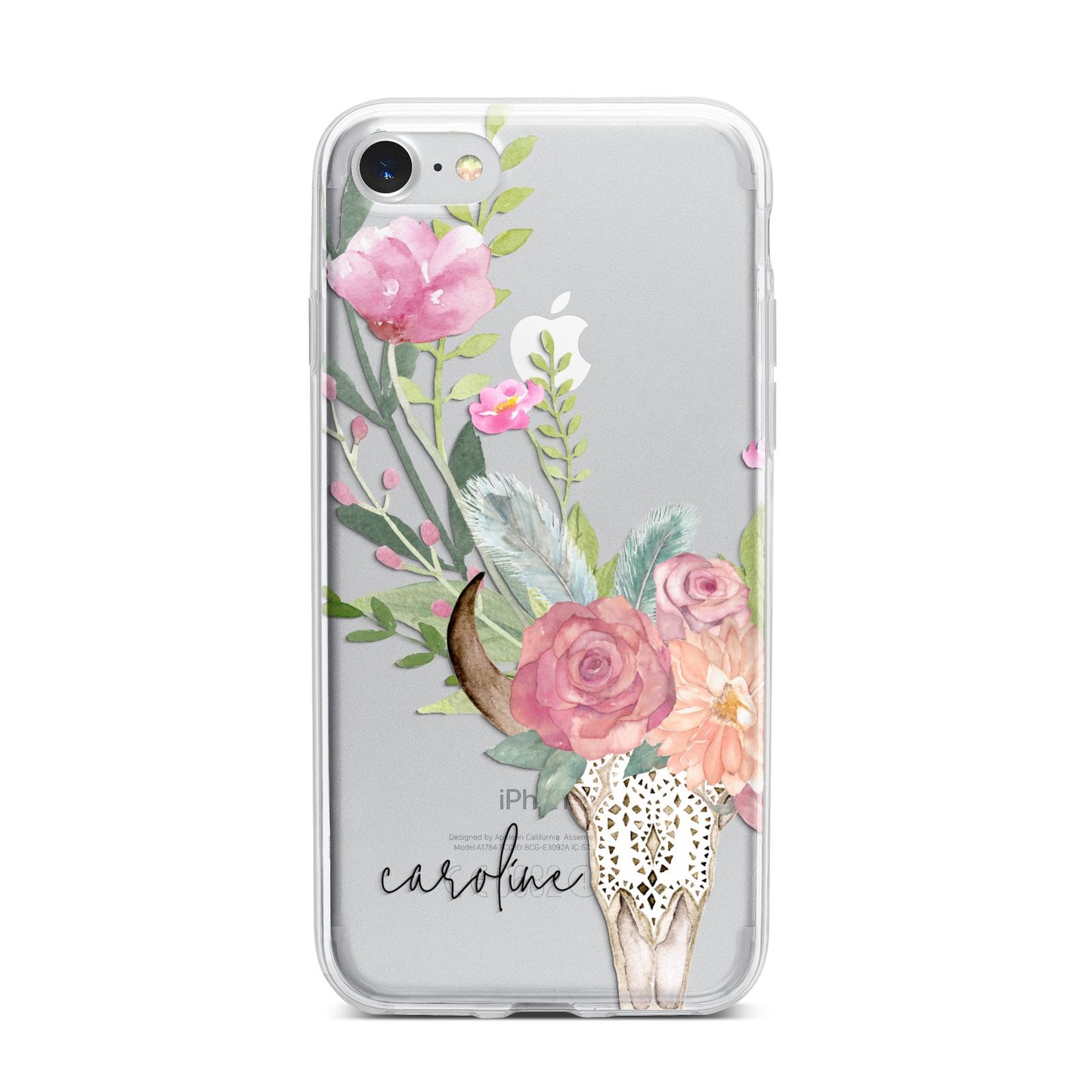 Personalised Bull s Skull iPhone 7 Bumper Case on Silver iPhone