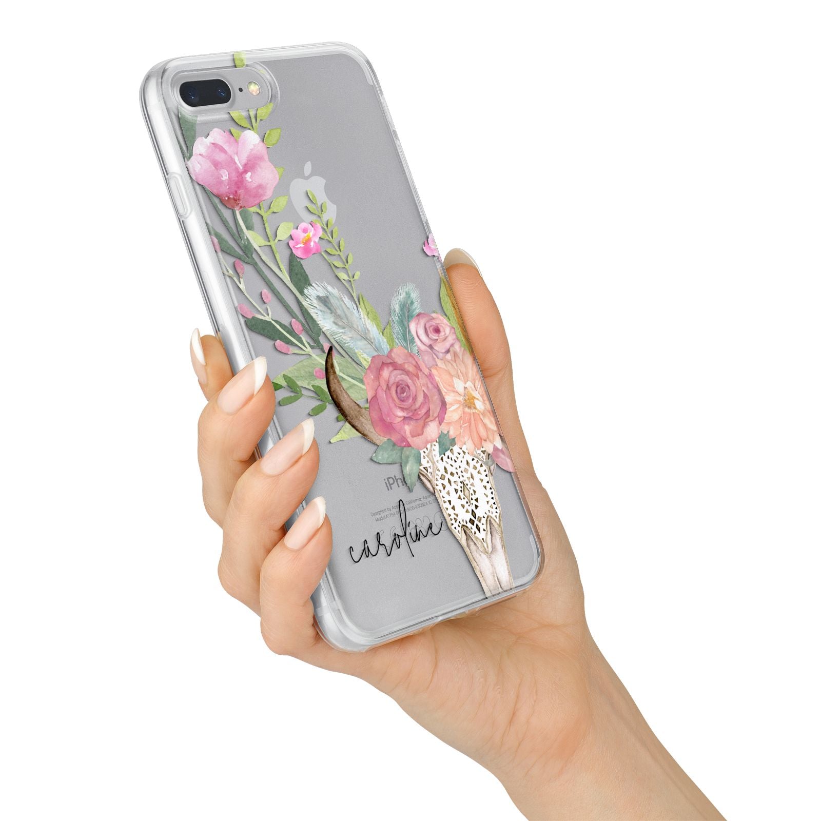 Personalised Bull s Skull iPhone 7 Plus Bumper Case on Silver iPhone Alternative Image