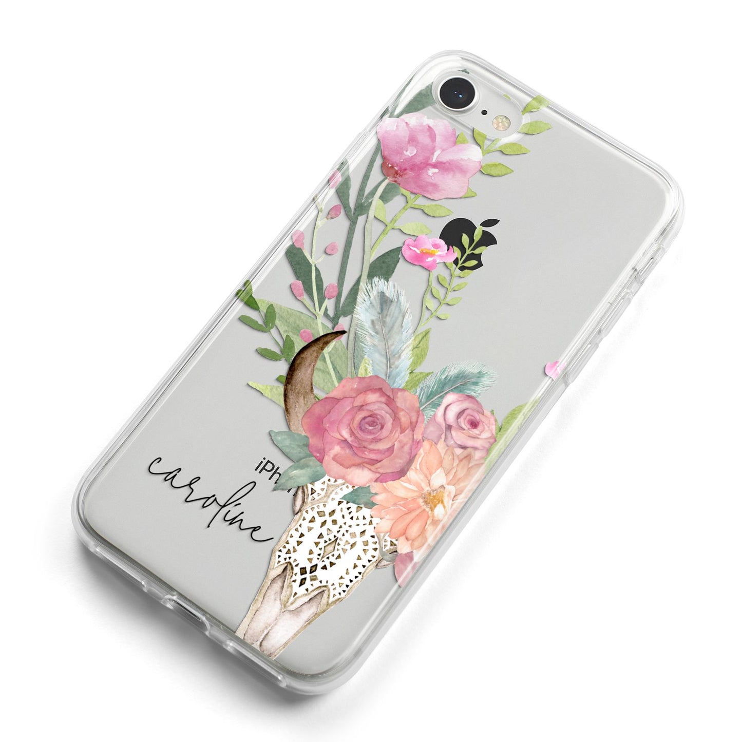 Personalised Bull s Skull iPhone 8 Bumper Case on Silver iPhone Alternative Image