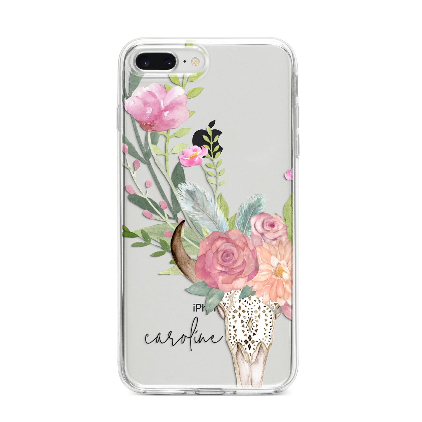 Personalised Bull s Skull iPhone 8 Plus Bumper Case on Silver iPhone