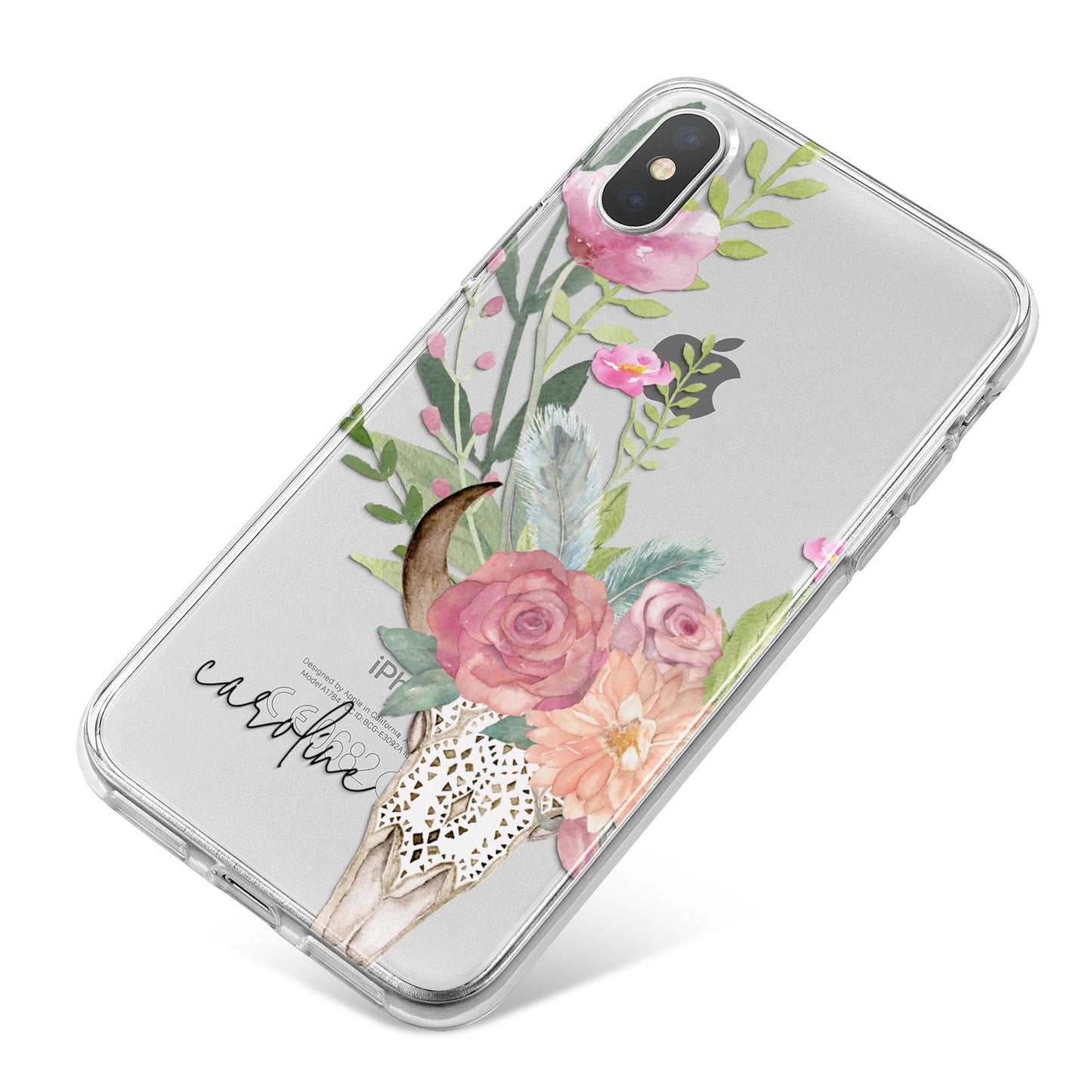 Personalised Bull s Skull iPhone X Bumper Case on Silver iPhone