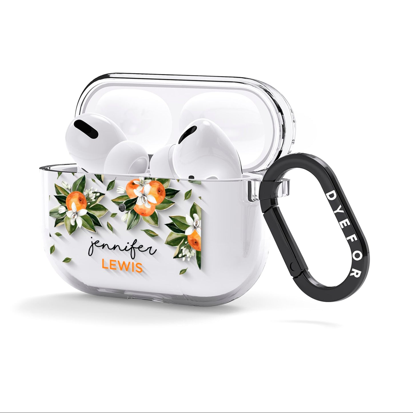 Personalised Bunch of Oranges AirPods Clear Case 3rd Gen Side Image